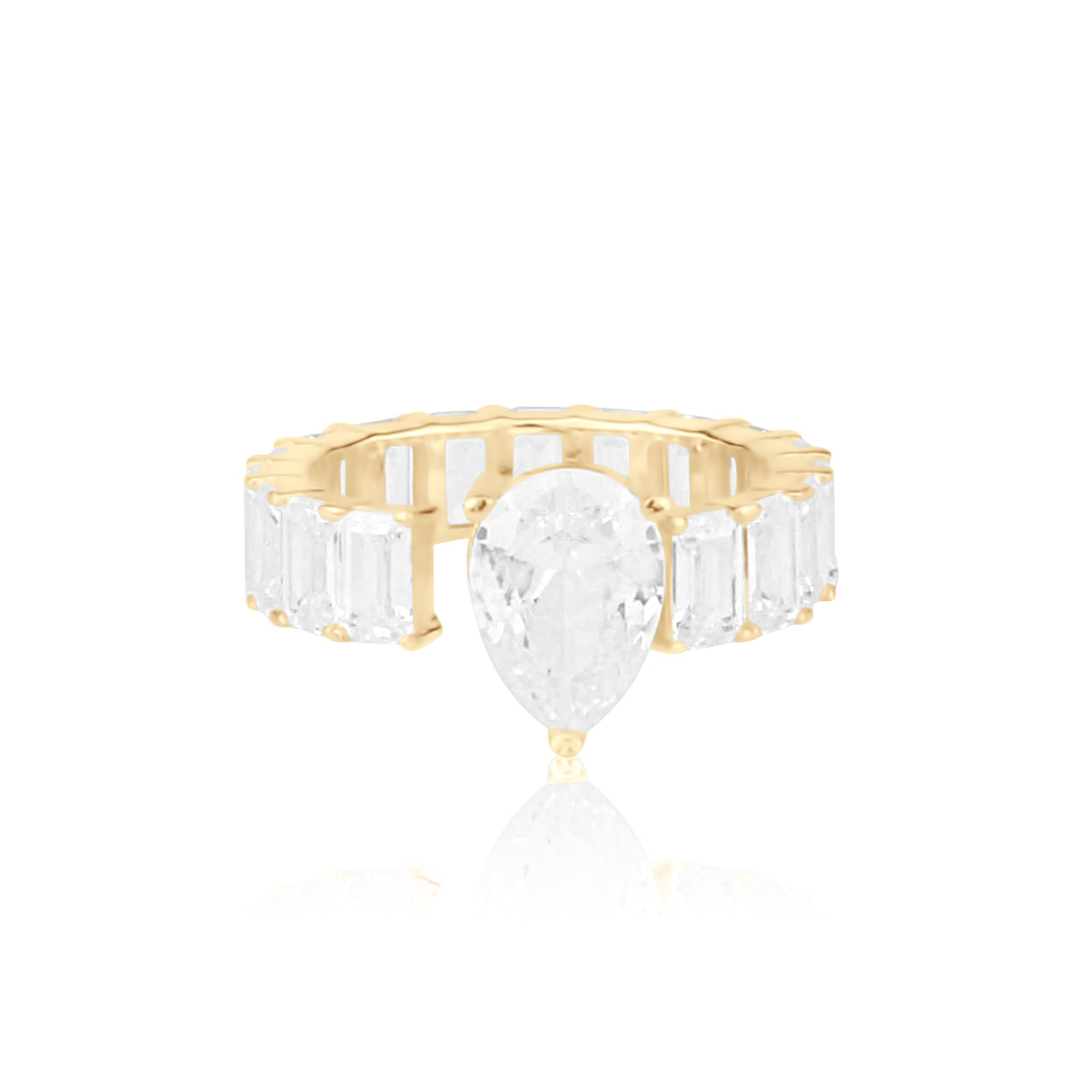 Statement Pear & Emerald Shaped Band - Gold
