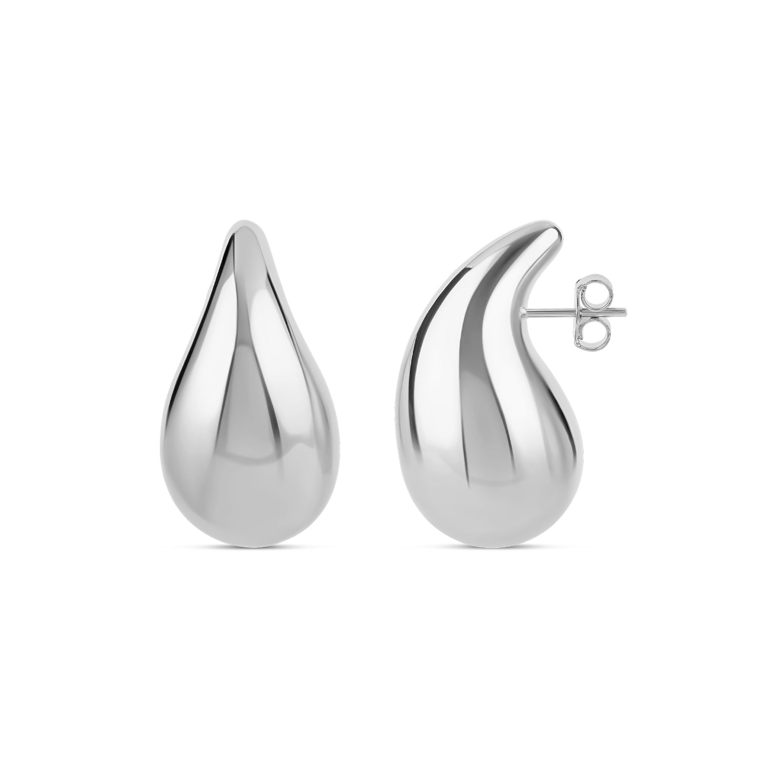 Statement Tear Drop Earrings- Silver