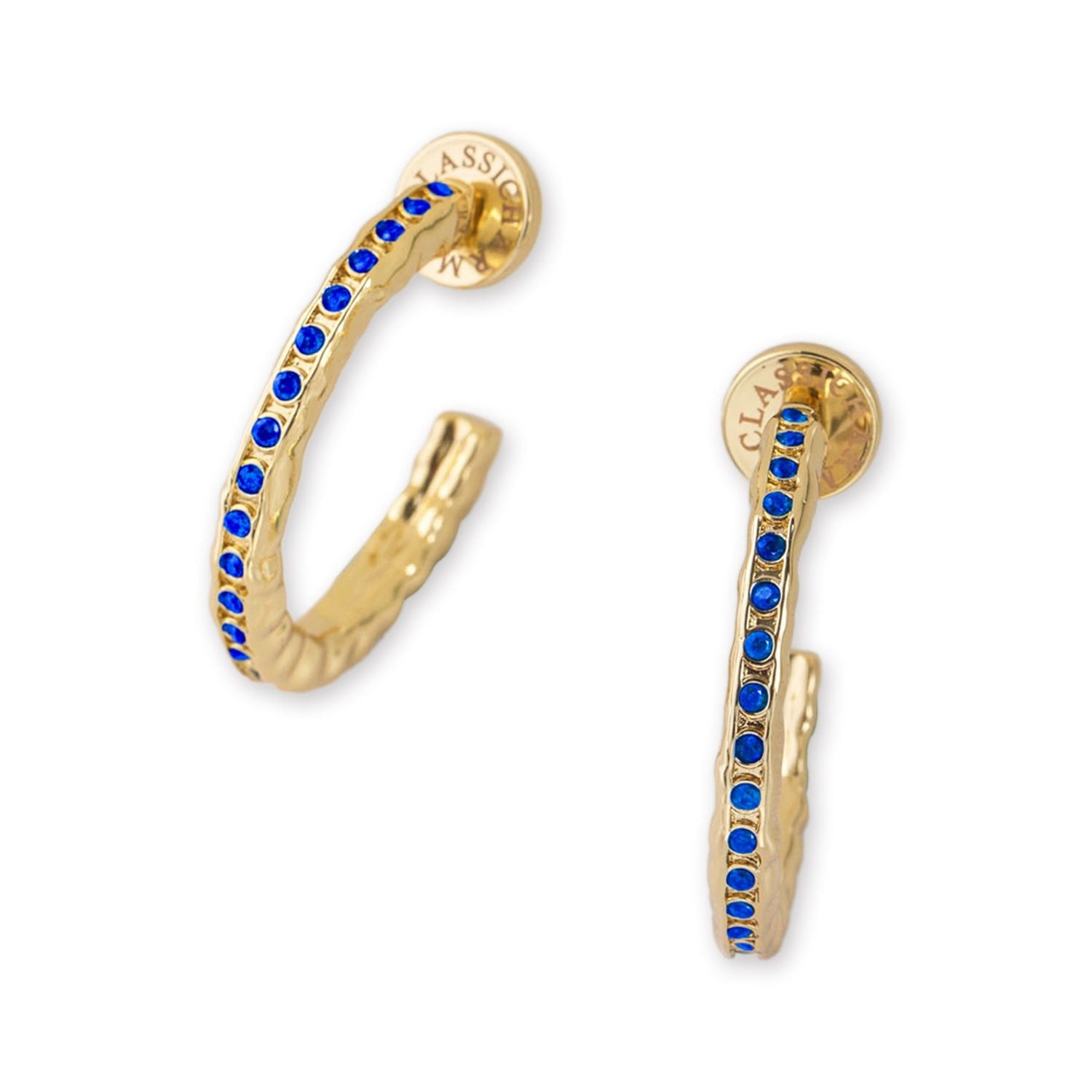 Stella Gold Molten Blue Sapphire Zirconia Hoop Earrings