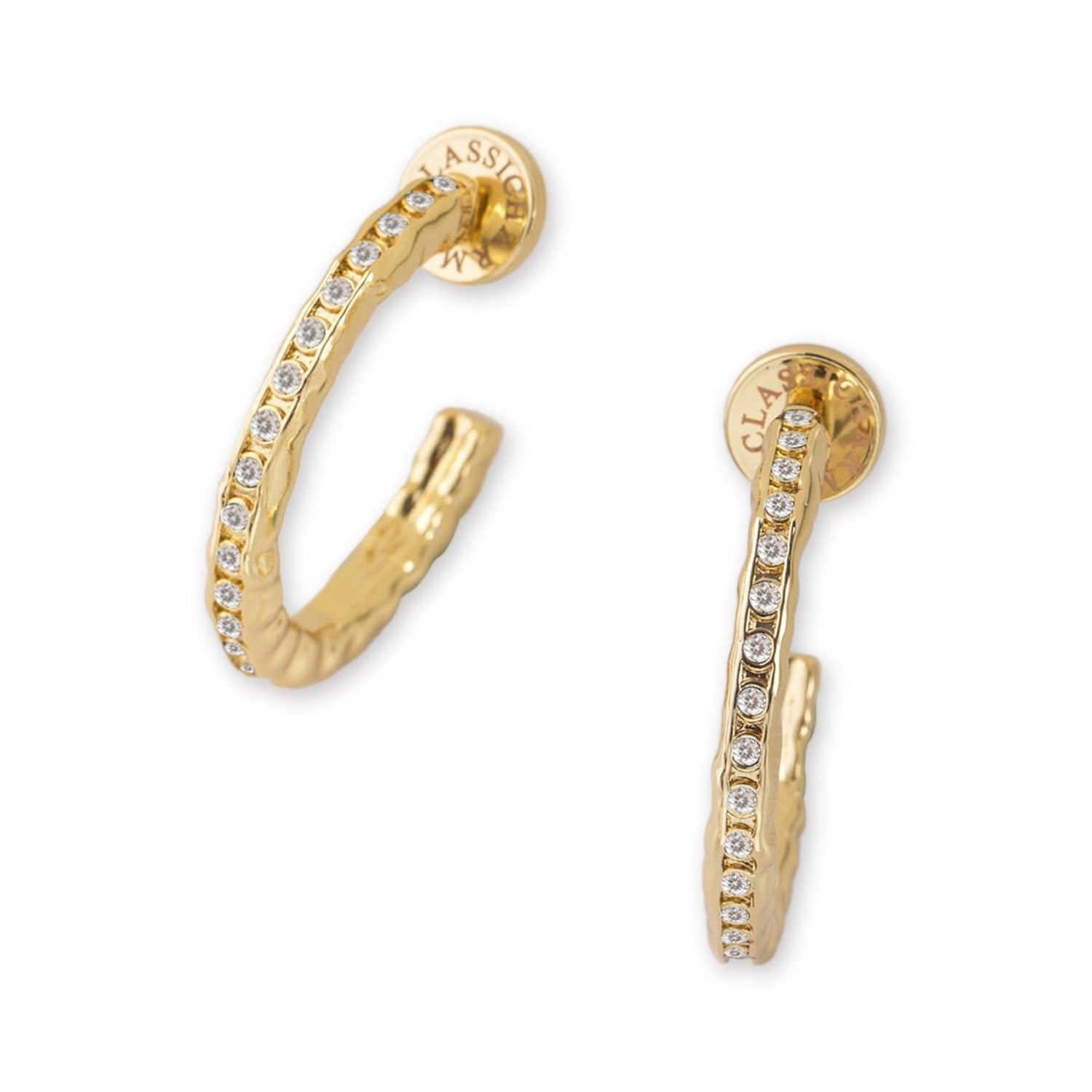 Stella Gold Molten Clear Zirconia Hoop Earrings