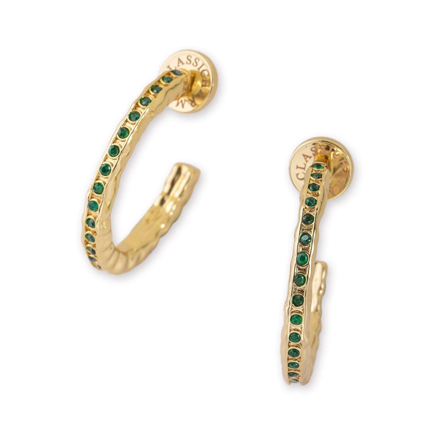 Stella Gold Molten Emerald Zirconia Hoop Earrings