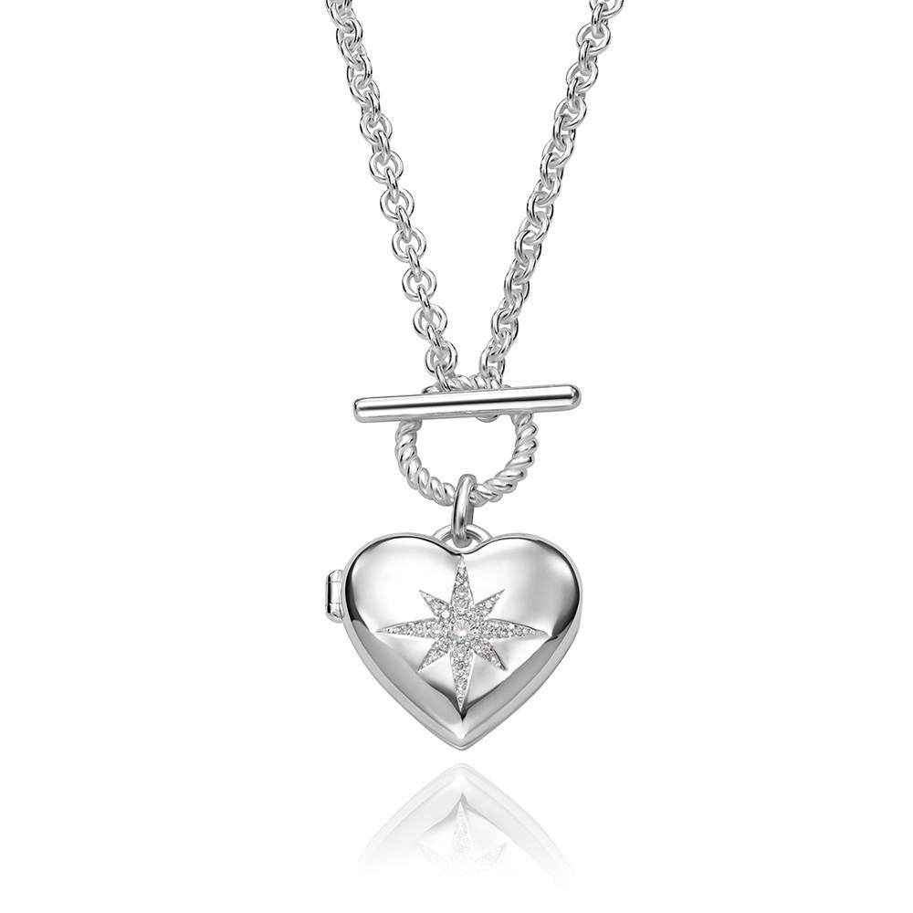 Stella Heart Photo Locket in Silver Finish - photo inside necklace