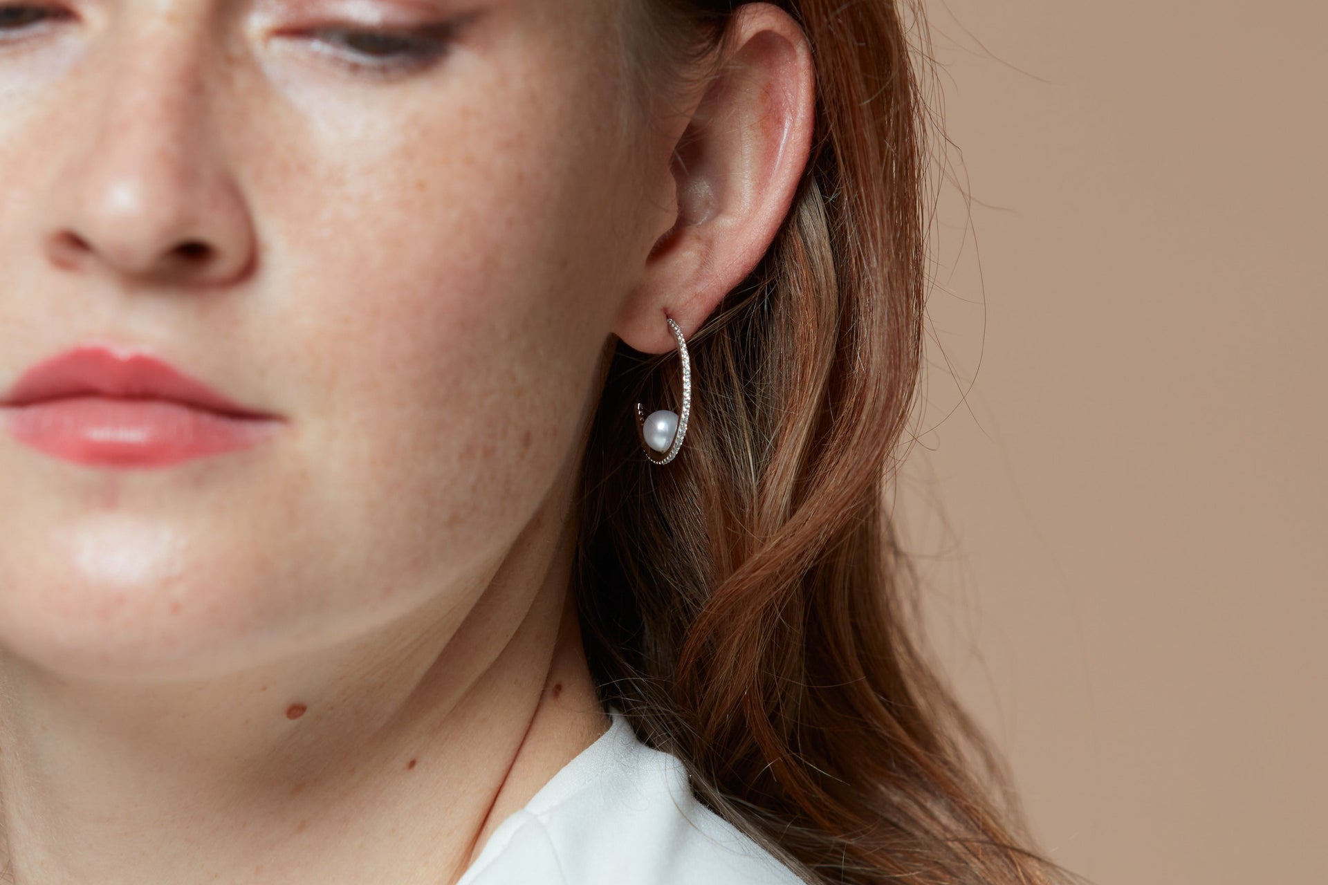 Stella Large Pave Hoop Earrings With Cultured Freshwater Pearls