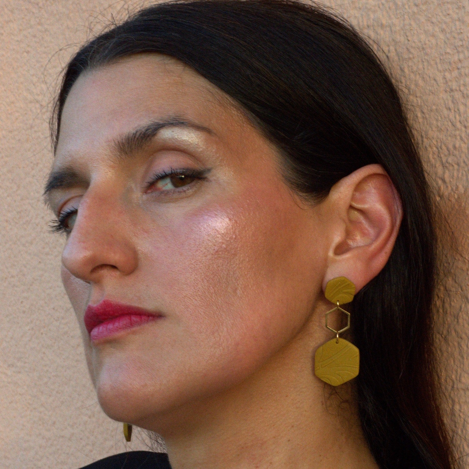 Stella Yellow Hexagon Dangle Earrings