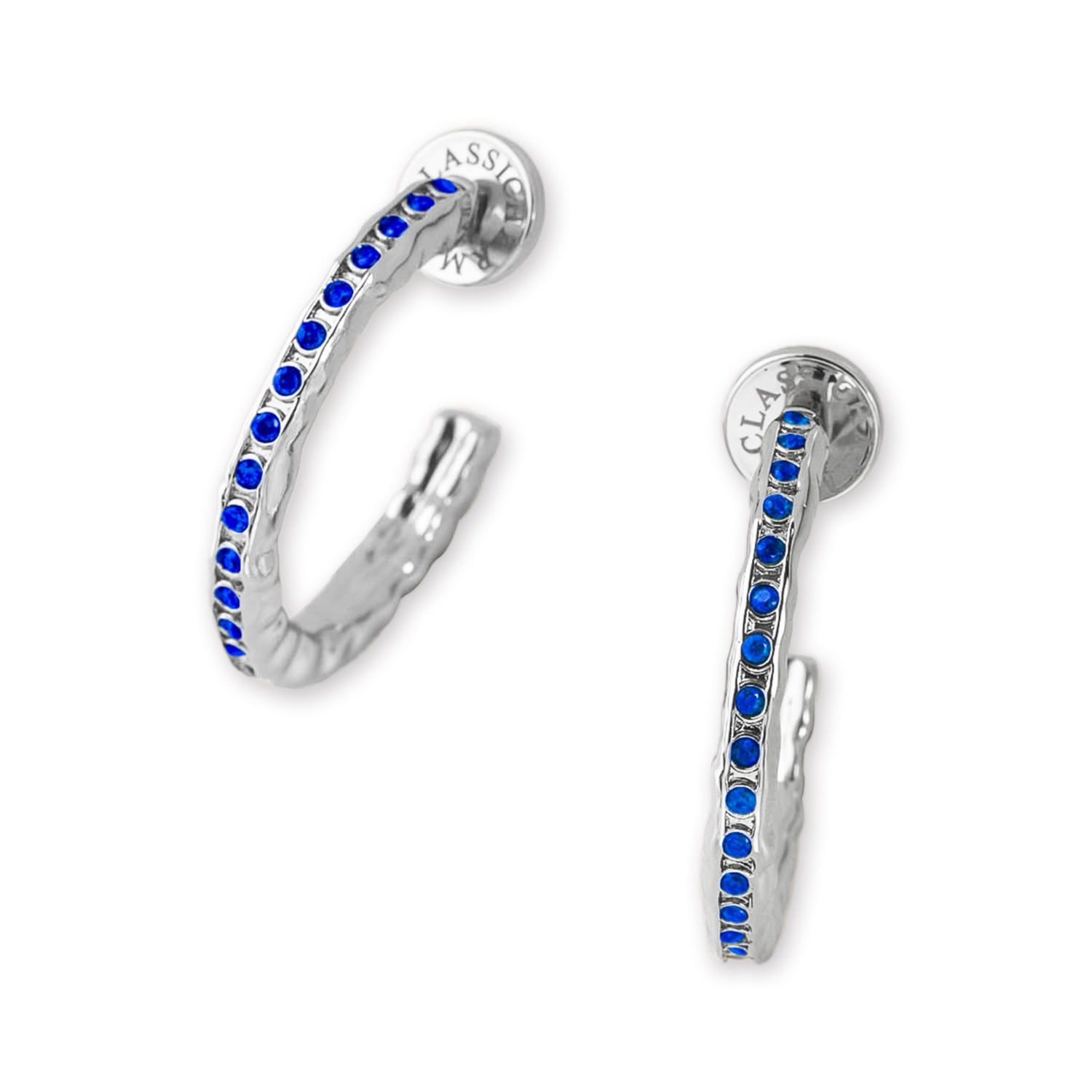 Stella Silver Molten Blue Sapphire Zirconia Hoop Earrings