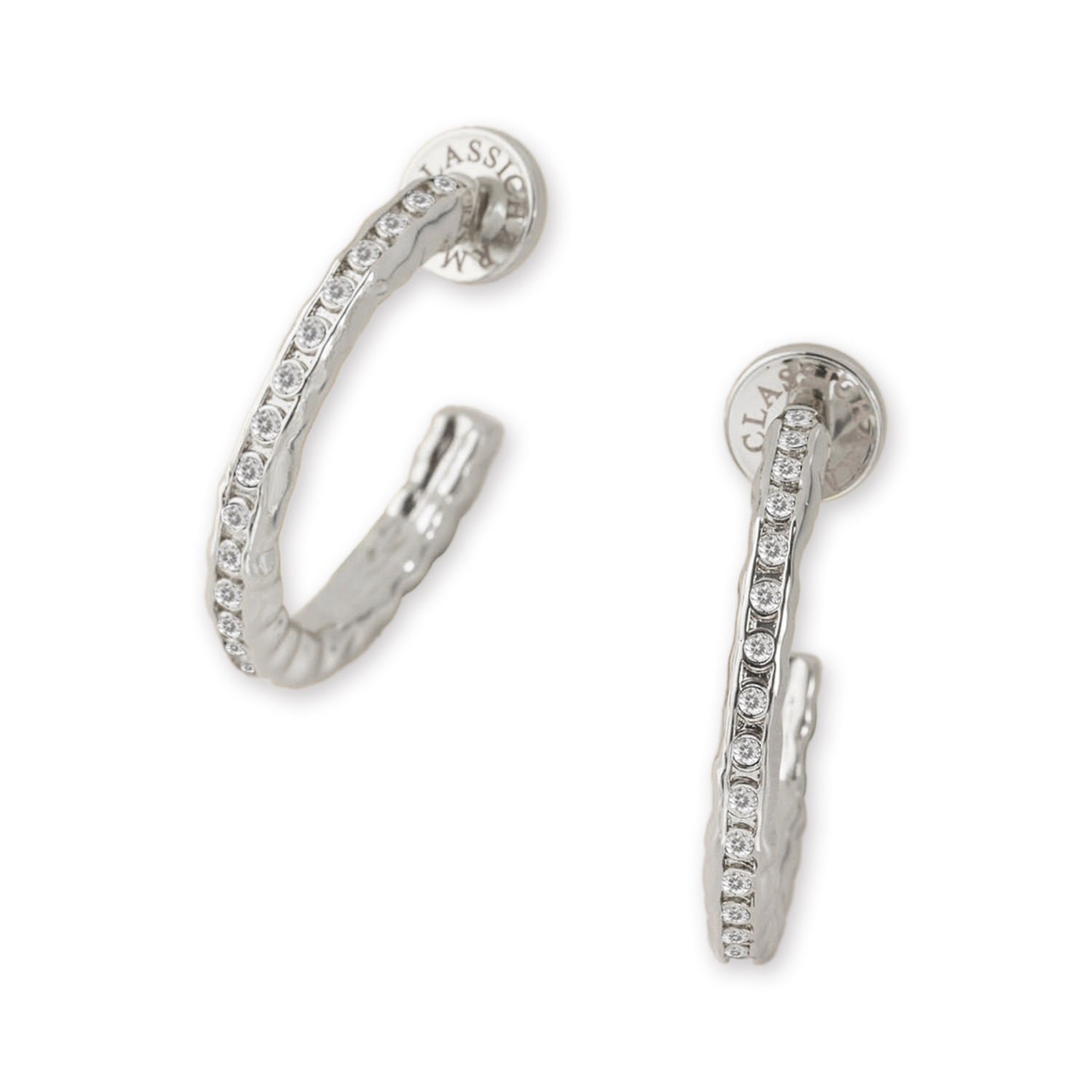 Stella Silver Molten Clear Zirconia Hoop Earrings