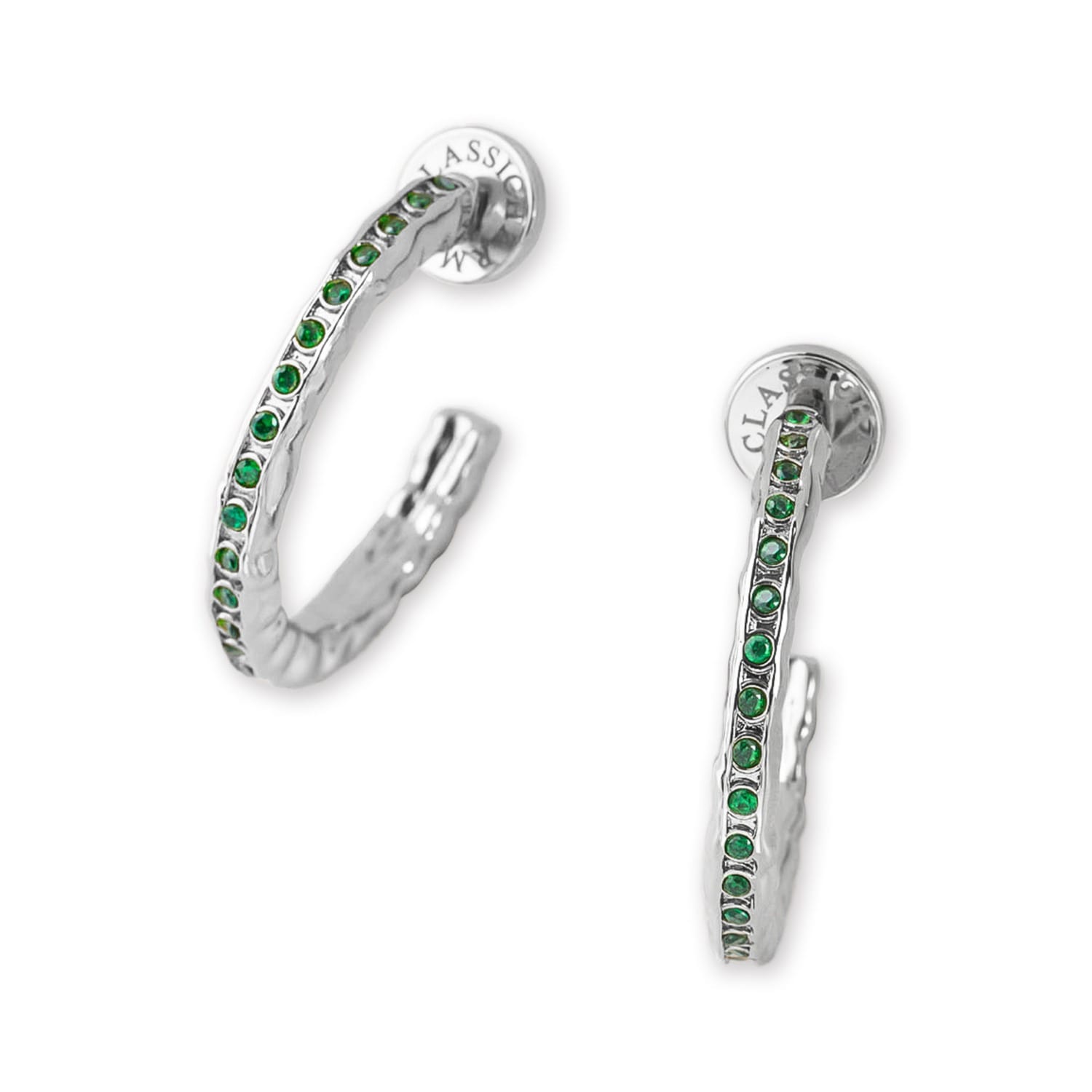 Stella Silver Molten Emerald Zirconia Hoop Earrings