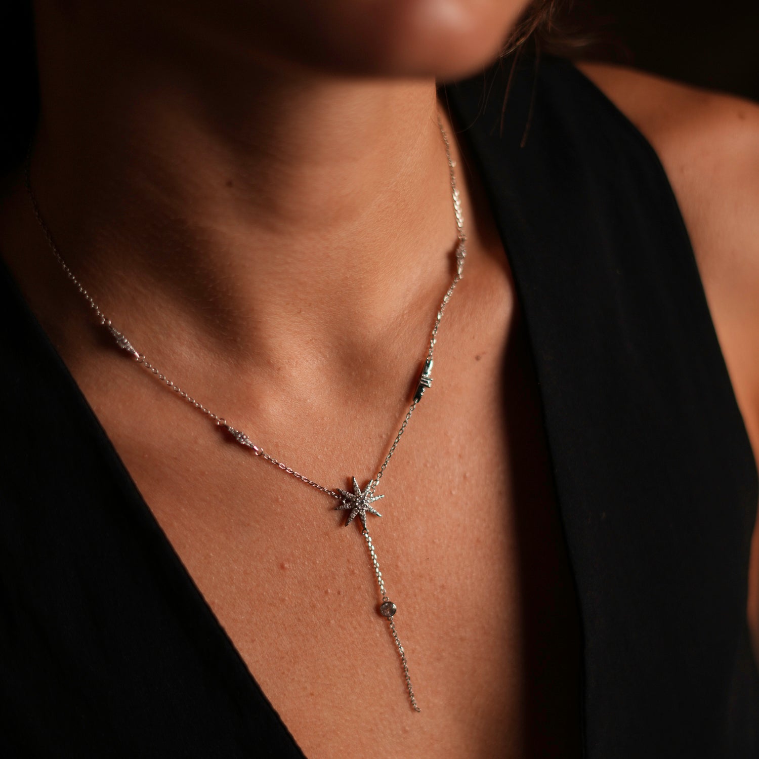 Stellar Radiance Sterling Silver Diamond Necklace