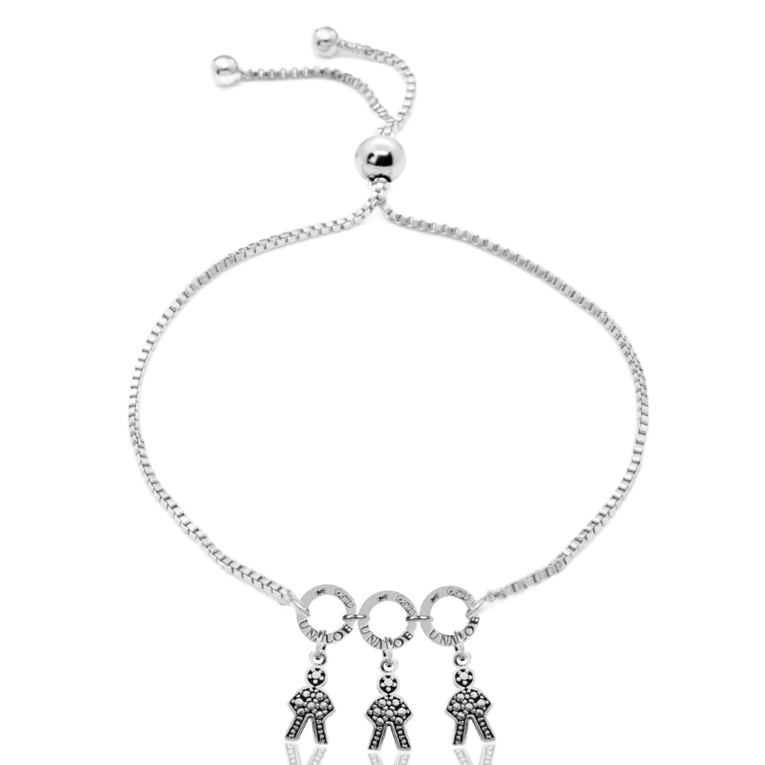 Adjustable Sterling Silver Mom Bracelet With Three Baby Charms - Personalized Family Jewelry, Three Baby Boys, Perfect Gift For Moms, Grandmas, Birthdays