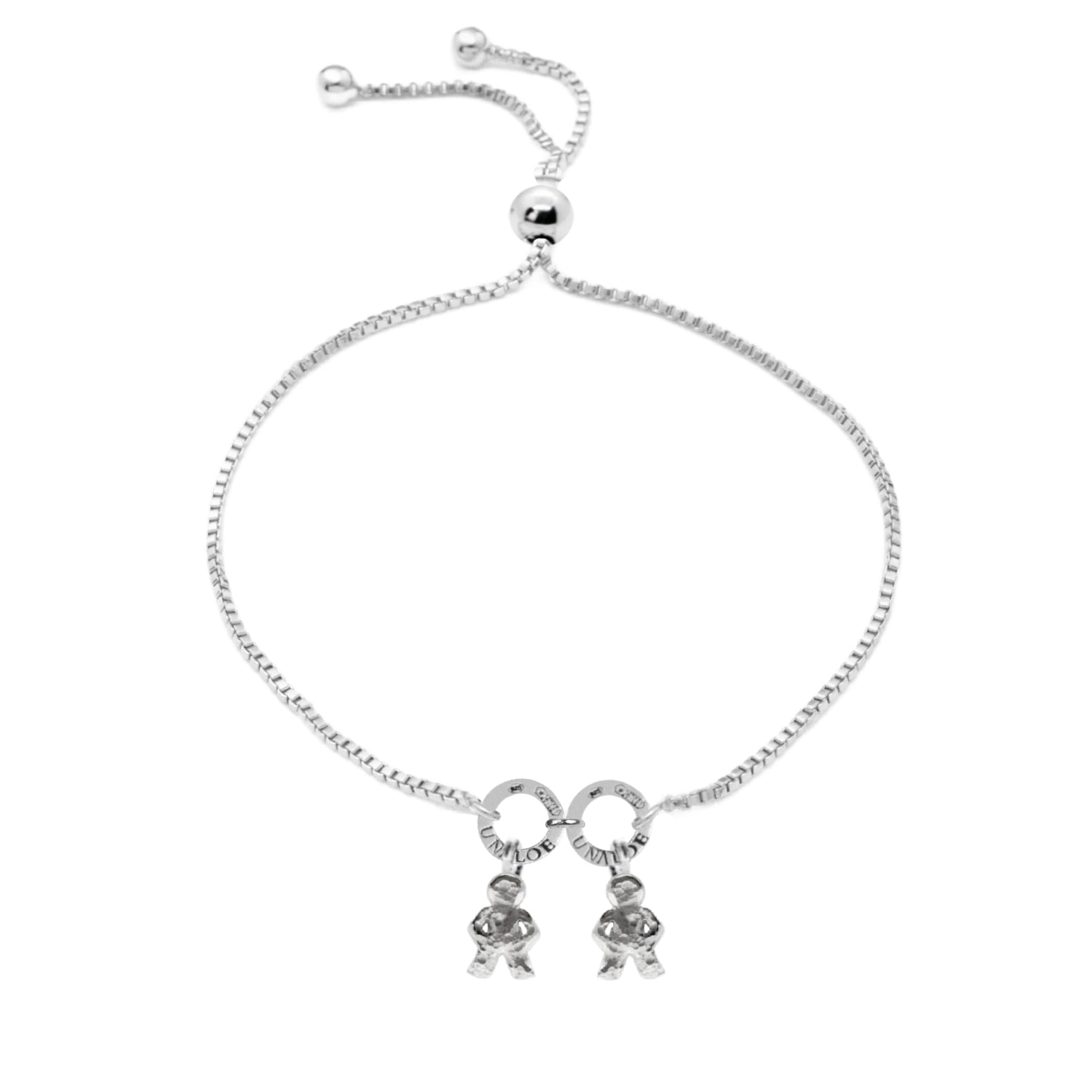 Adjustable Sterling Silver Bracelet With Two Child Charms