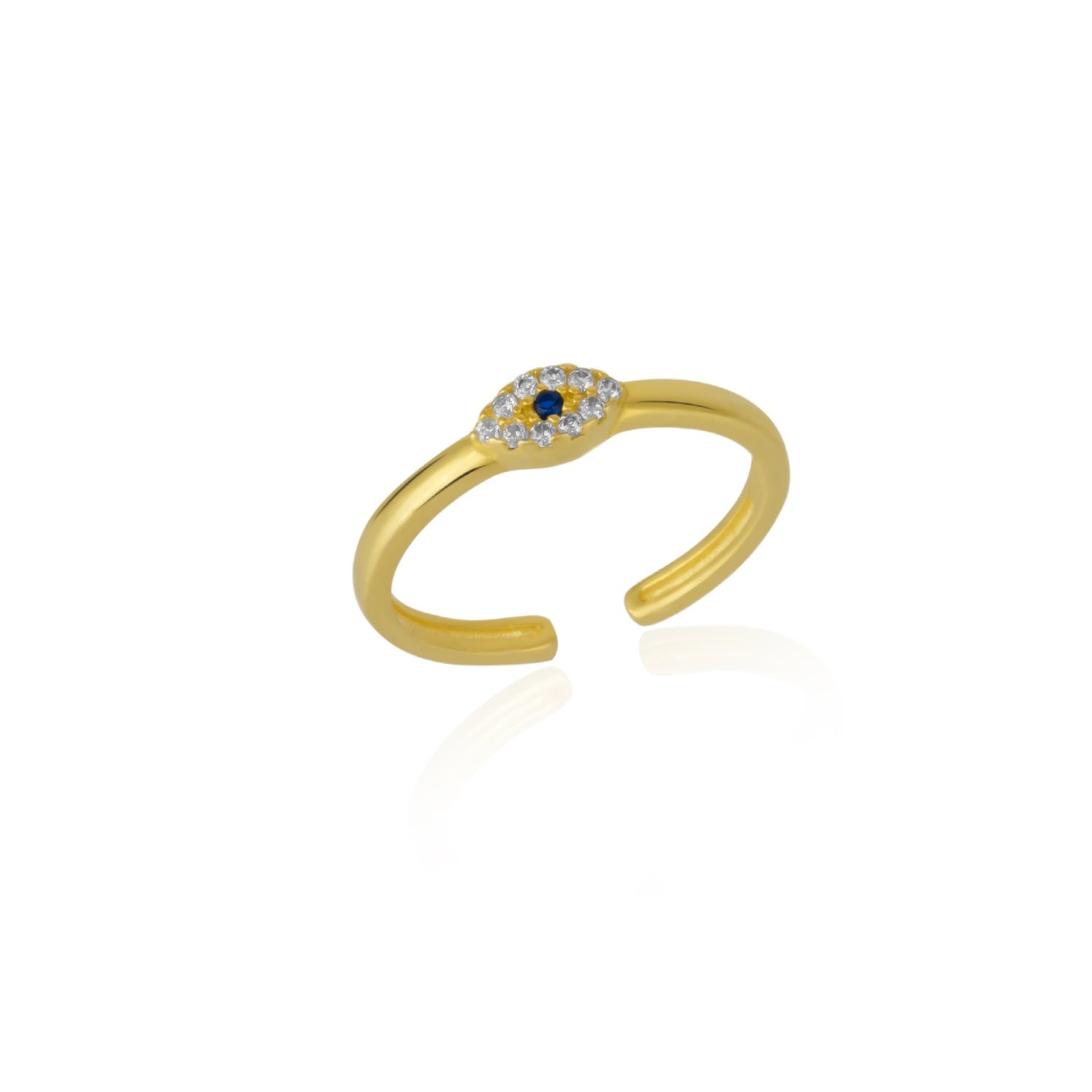 Sterling Evil Eye Signet Ring Adjustable Stacking Ring