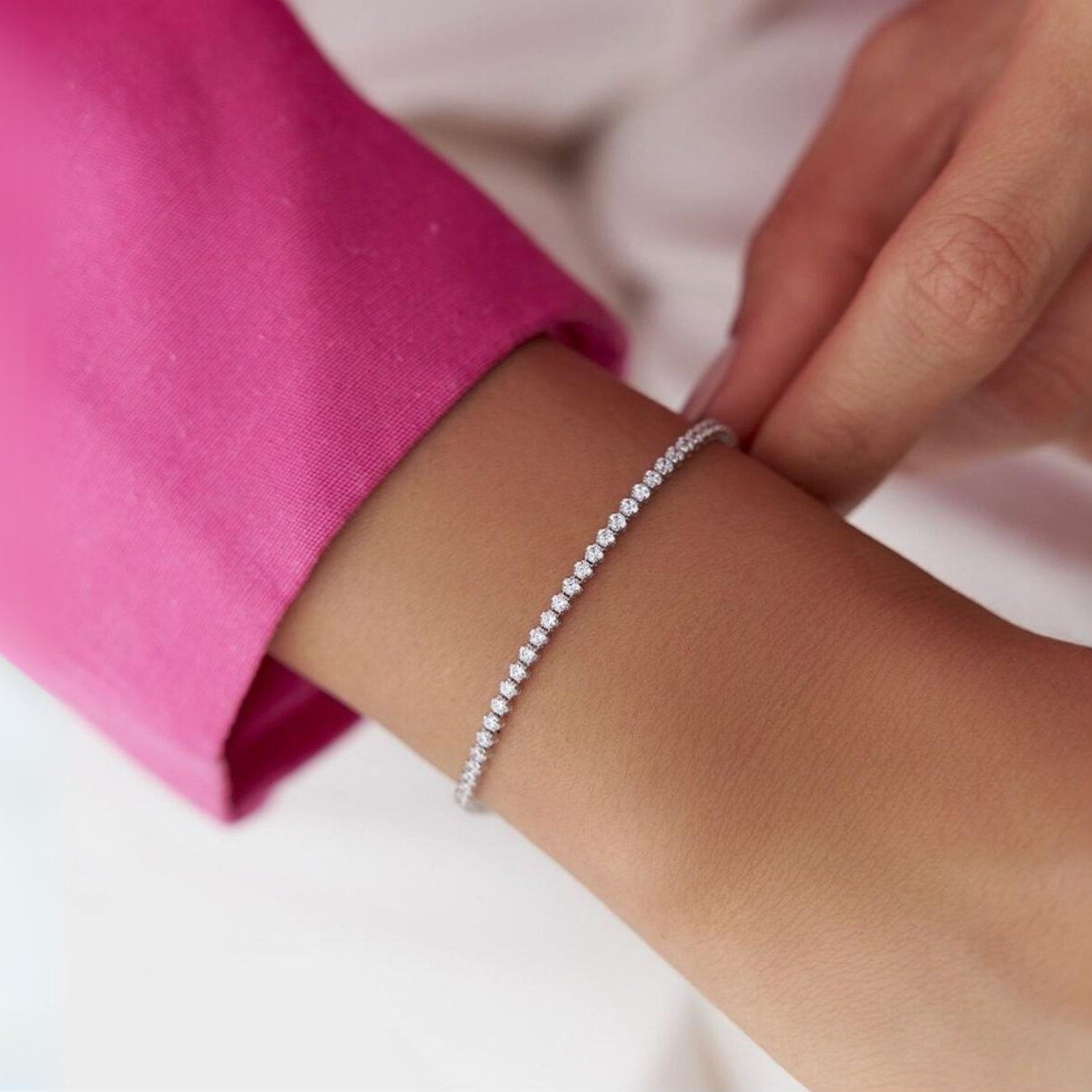 Sterling Silver 2Mm Luxe Tennis Bracelet