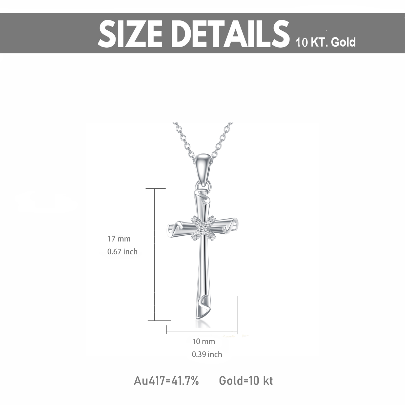 Sterling Silver 5A Grade Austria Zircon Cross Pendant Necklace