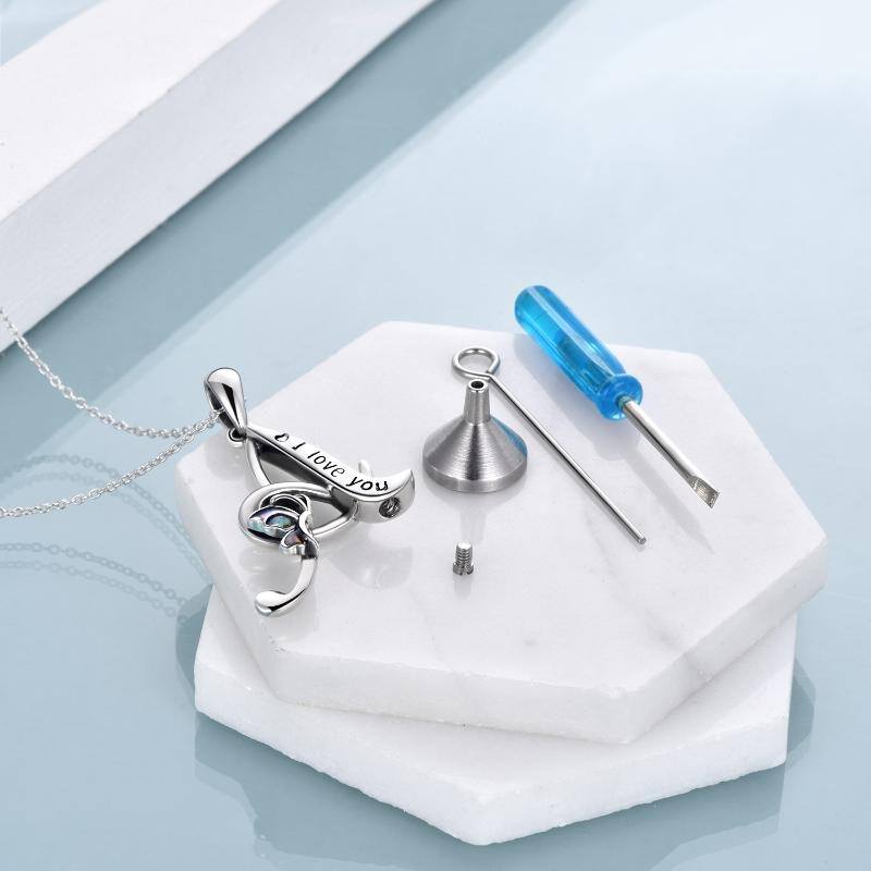 Sterling Silver Abalone Shellfish Butterfly Urn Necklace for Ashes with Engraved Word