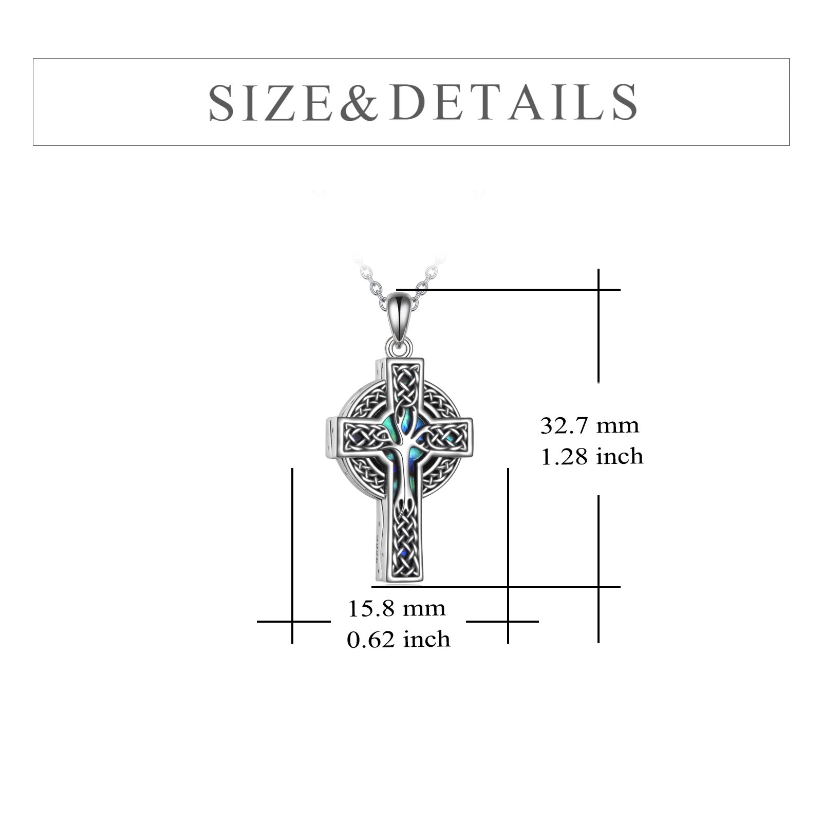 Sterling Silver Abalone Shellfish Celtic Knot Cross Tree Of Life Urn Necklace for Ashes