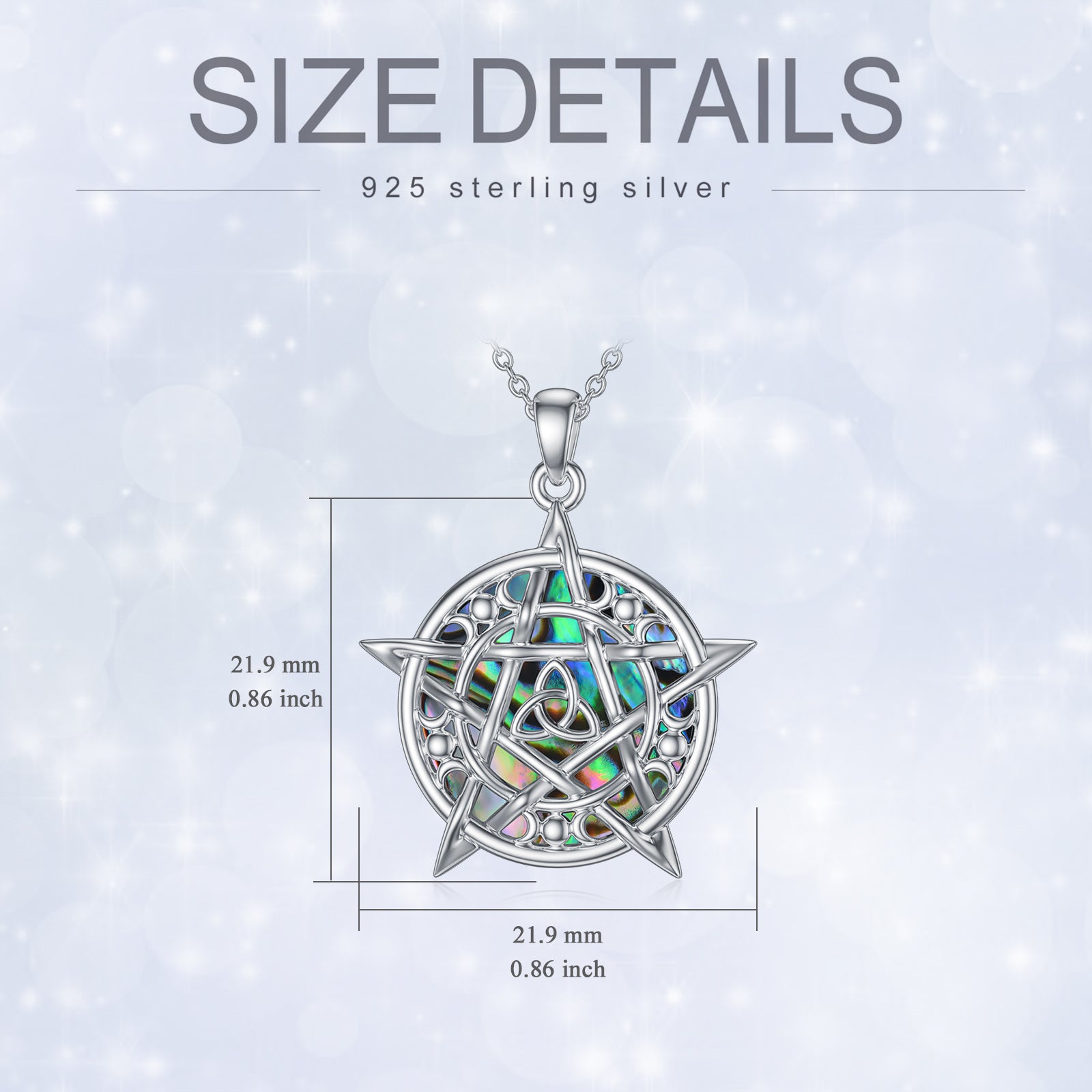 Sterling Silver Abalone Shellfish Celtic Knot & Pentagram Pendant Necklace