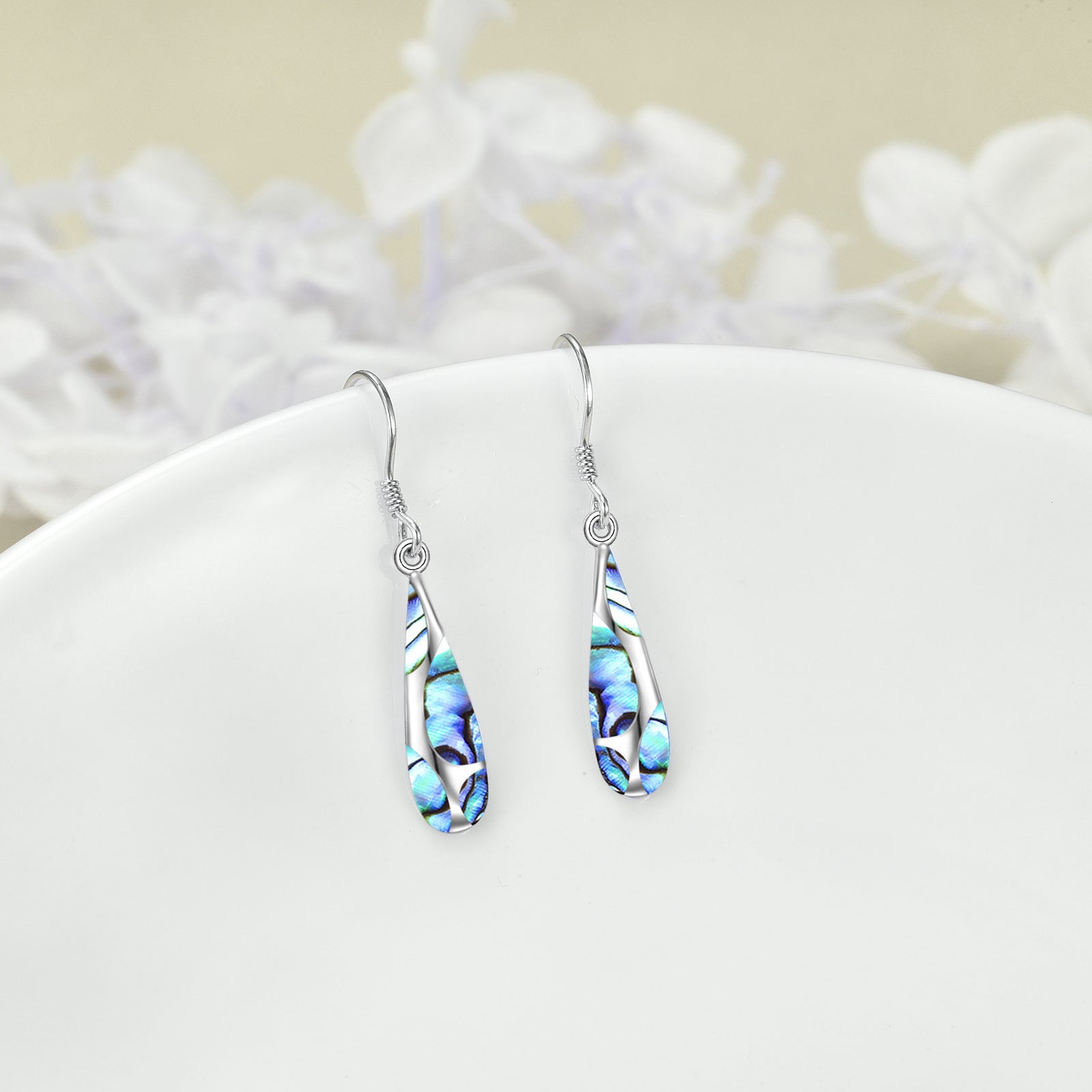 Sterling Silver Drop Abalone Shellfish Drop Earrings For Women