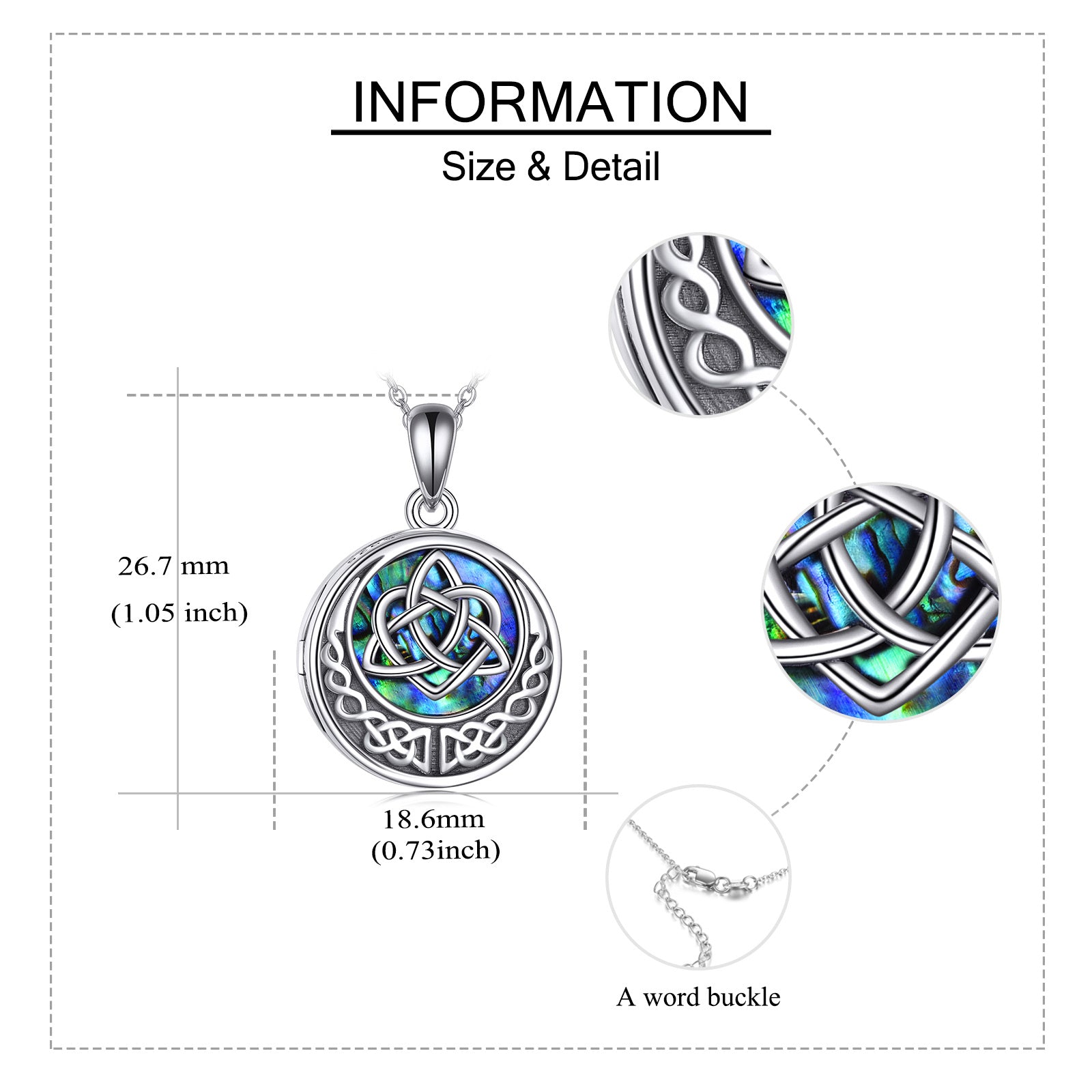 Sterling Silver Abalone Shellfish Love Knot Personalized Photo Locket Necklace