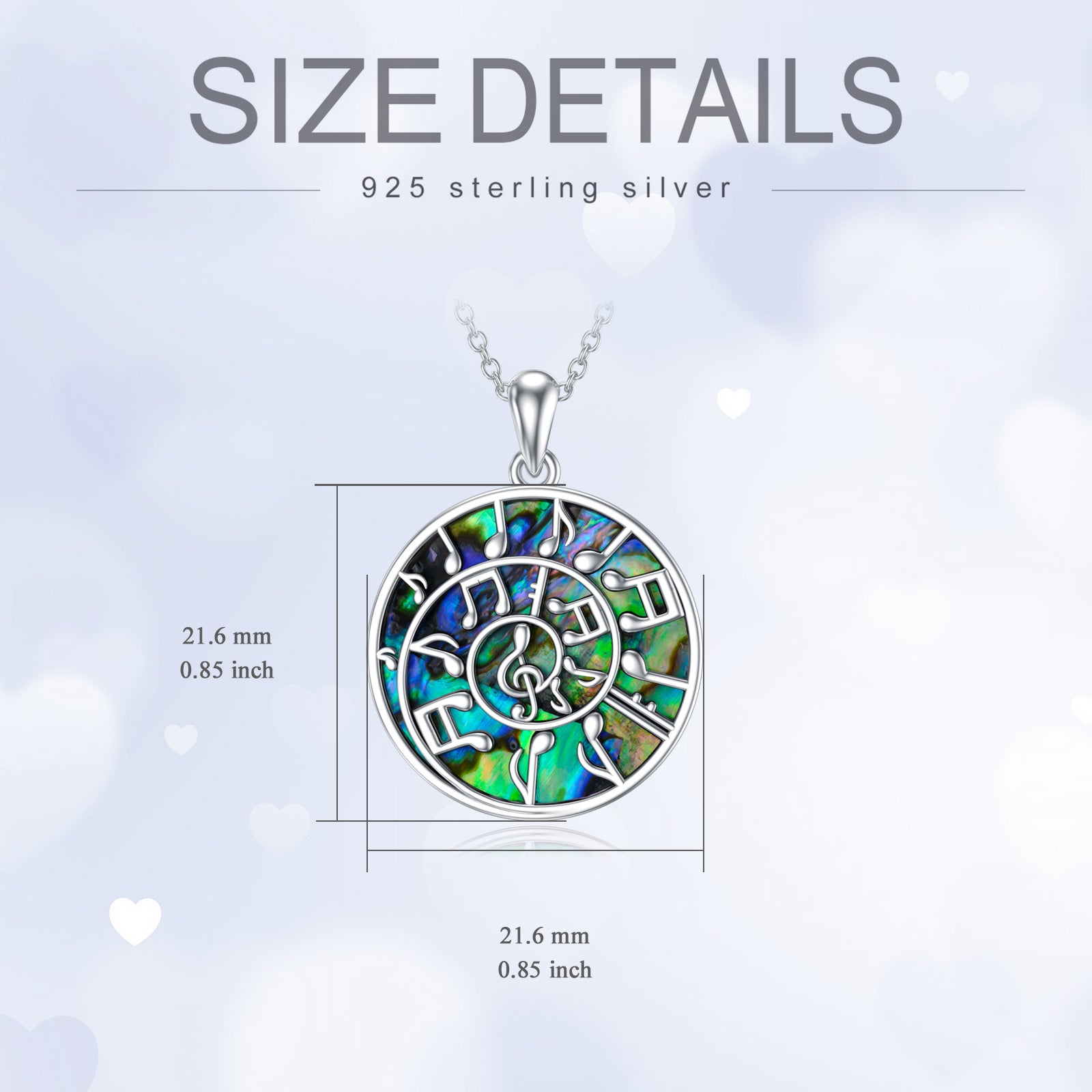Sterling Silver Abalone Shellfish Music Symbol Pendant Necklace