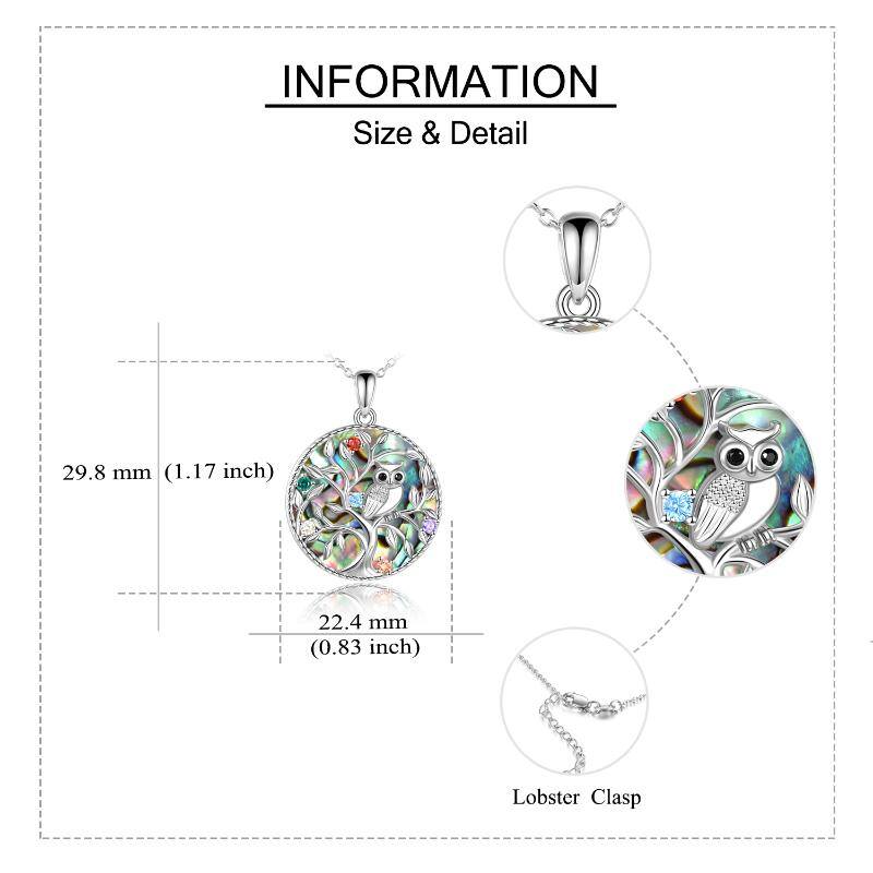 Sterling Silver Cubic Zirconia Owl Tree Of Life Pendant Necklace For Women