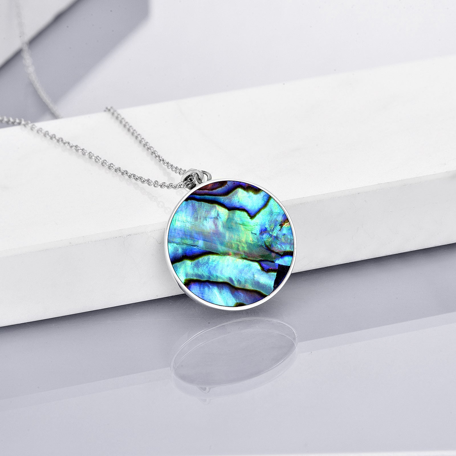 Sterling Silver Abalone Shellfish Pendant Necklace