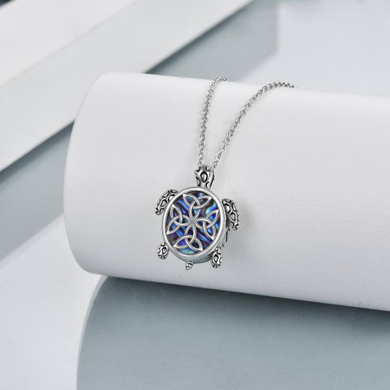 Sterling Silver Abalone Shellfish Tortoise & Celtic Knot Urn Necklace for Ashes