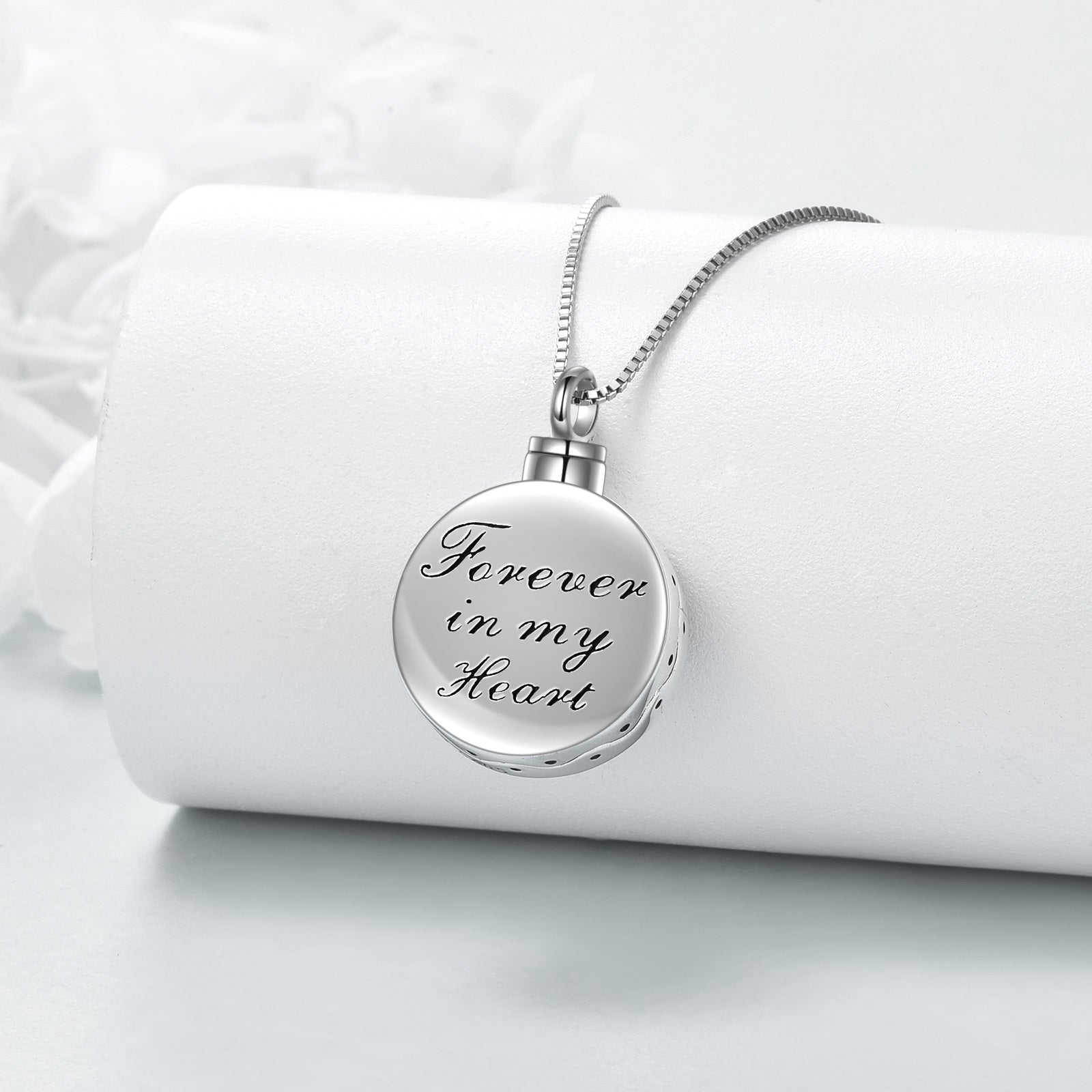 Sterling Silver Abalone Shellfish Wolf Urn Necklace for Ashes with Engraved Word