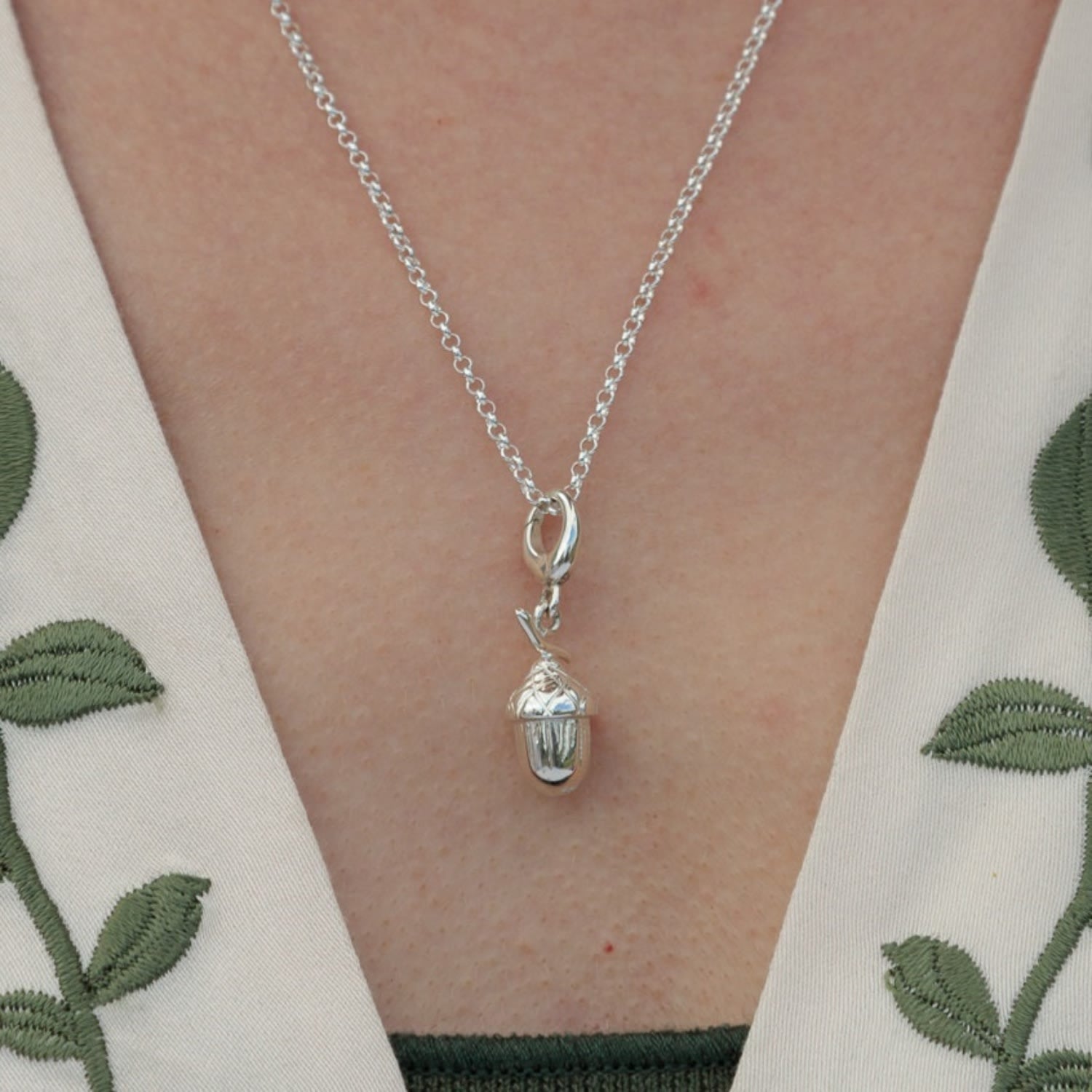 Sterling Silver Acorn Charm Necklace