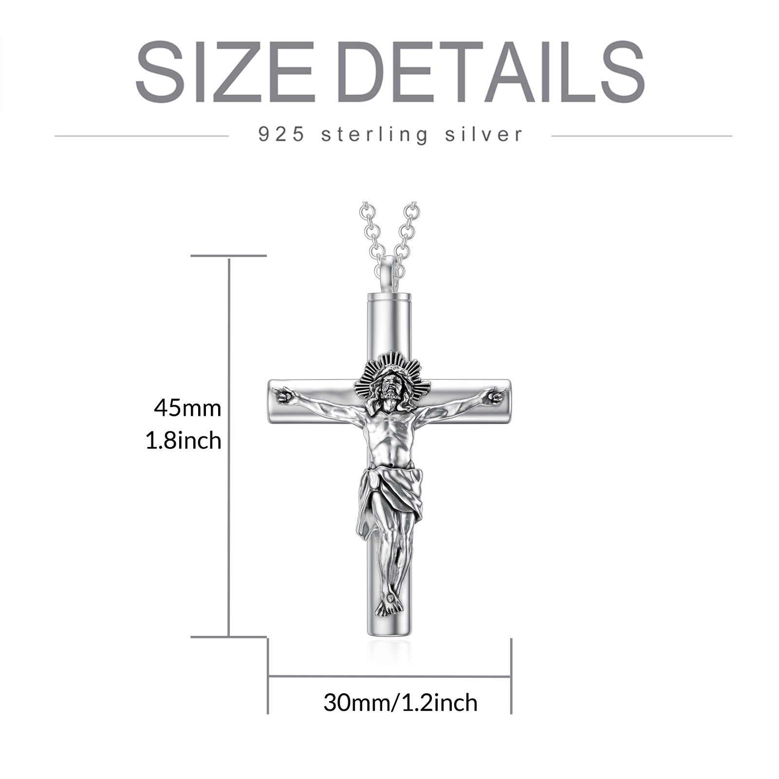Sterling Silver Allah & Cross Urn Necklace for Ashes