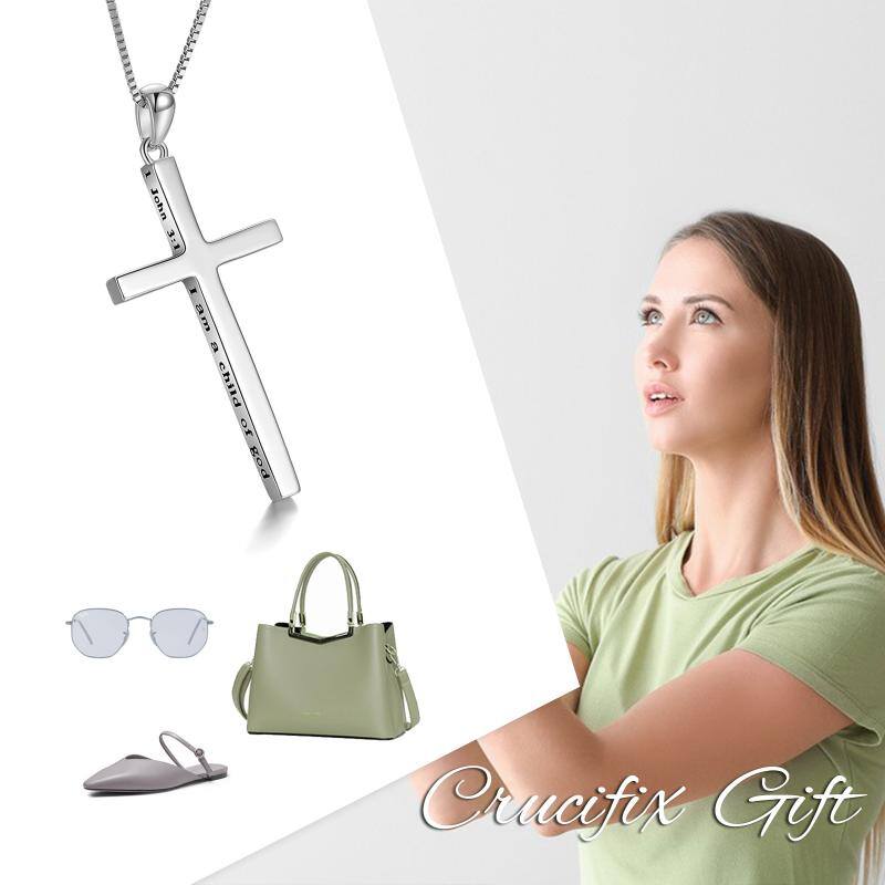 Sterling Silver I am A Child of God Cross Pendant Necklace