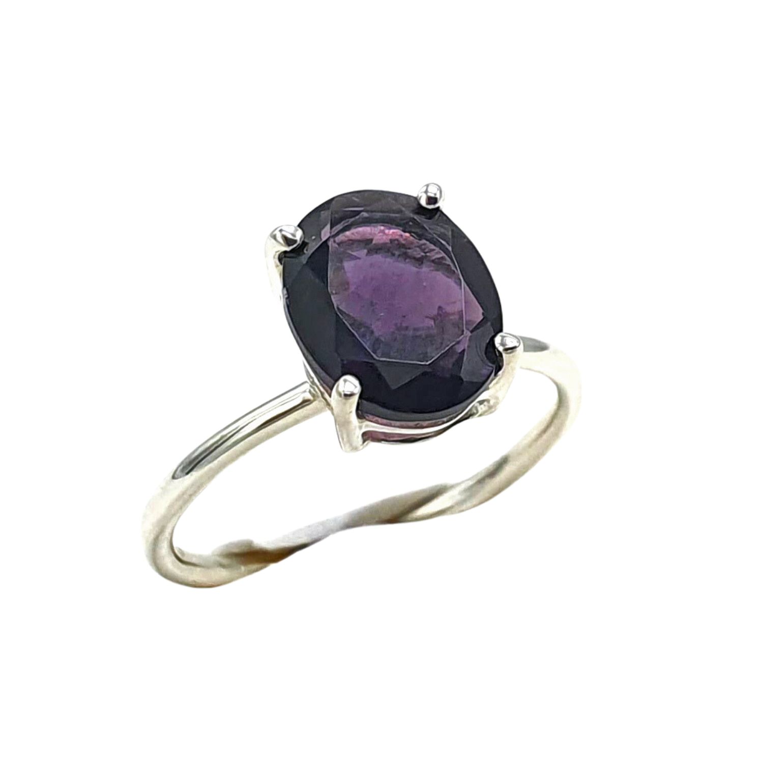 Sterling Silver Amethyst February Birthtone Prong Set Ring