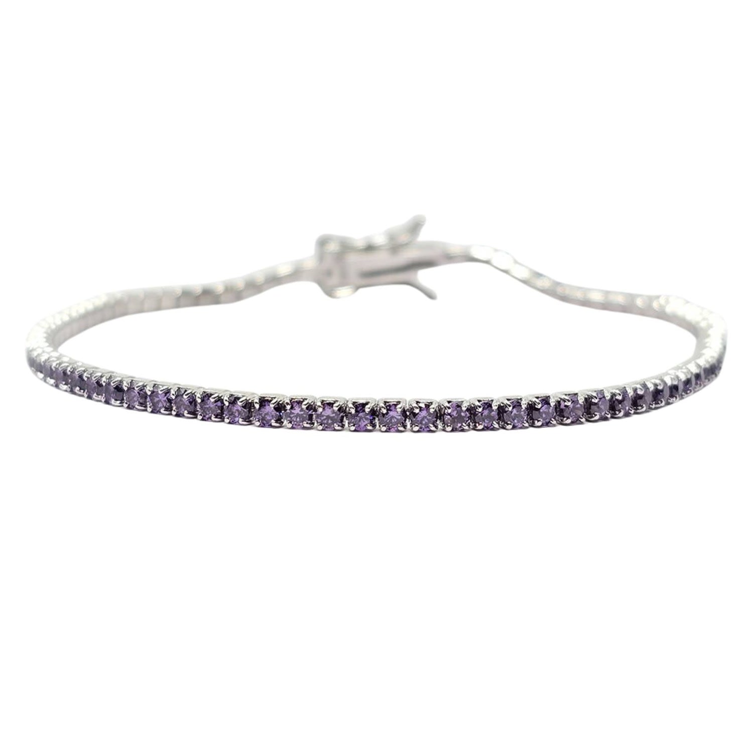Sterling Silver Amethyst Gemstone Tennis Bracelet