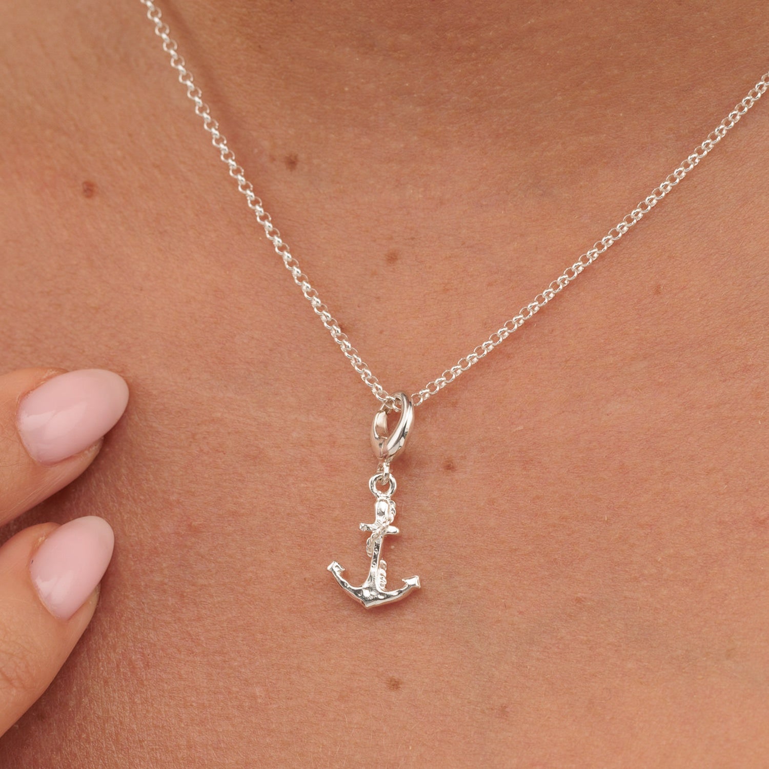 Sterling Silver Anchor Charm Necklace