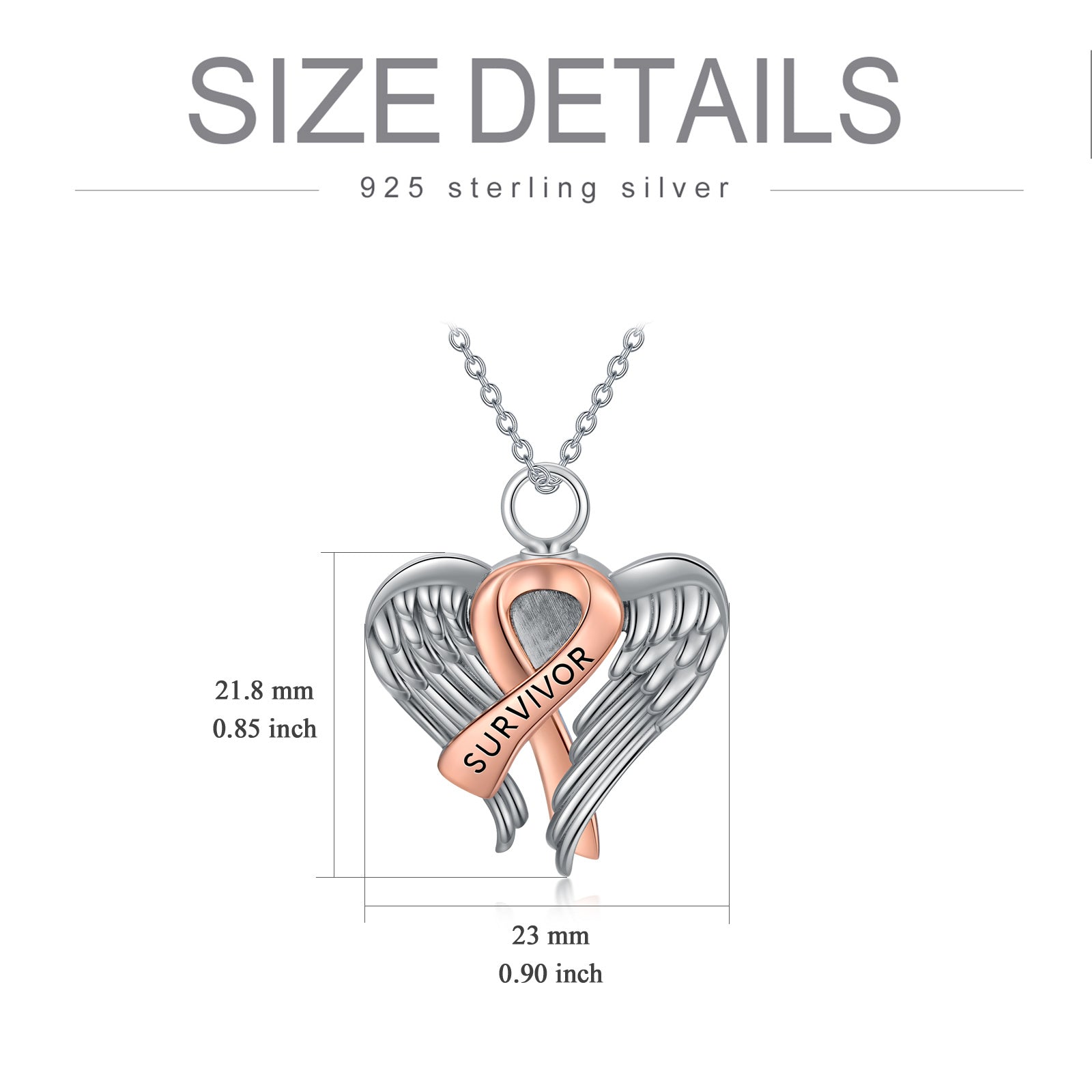 Sterling Silver Angel Wing Pendant Necklace