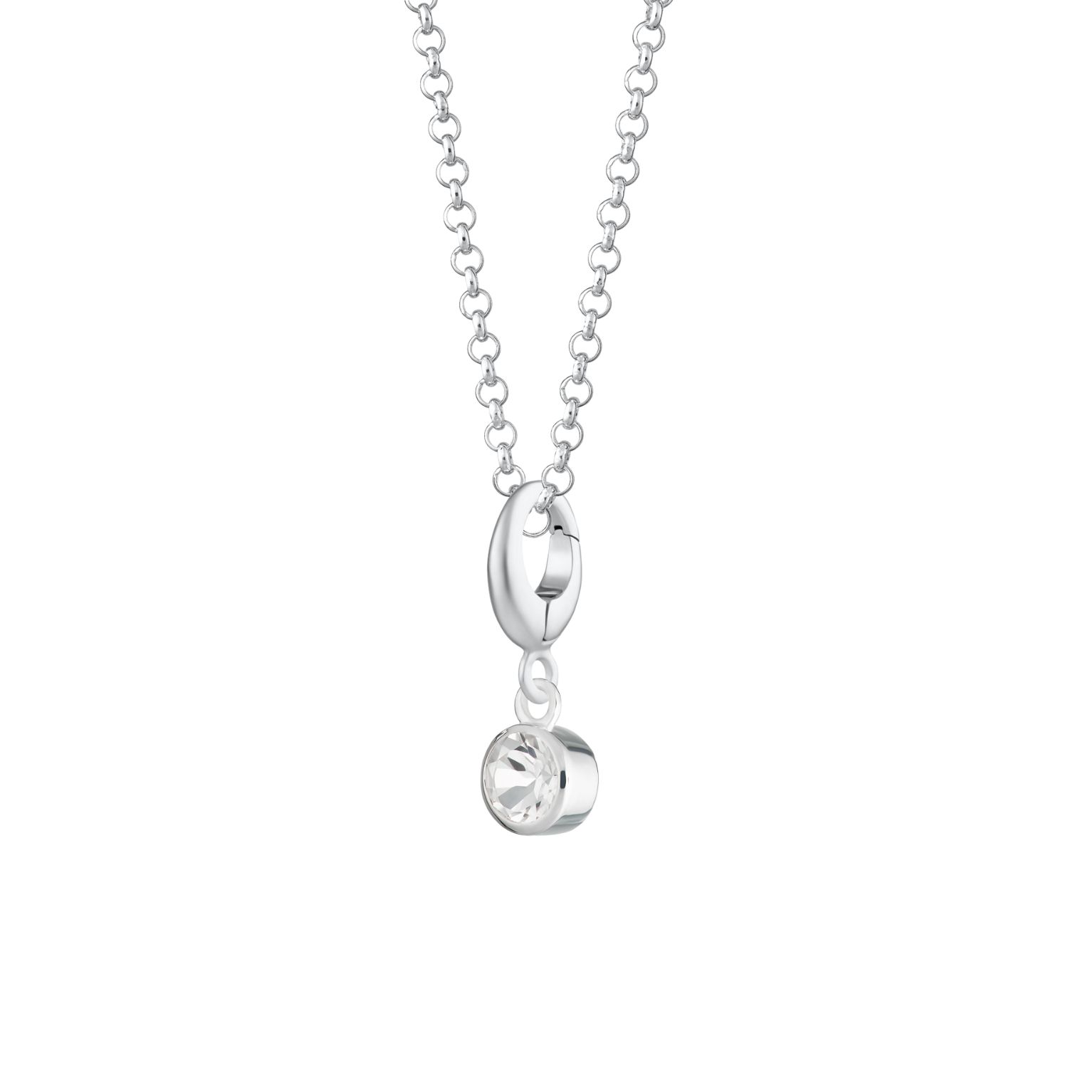 Sterling Silver April Birthstone Charm Necklace - White Topaz