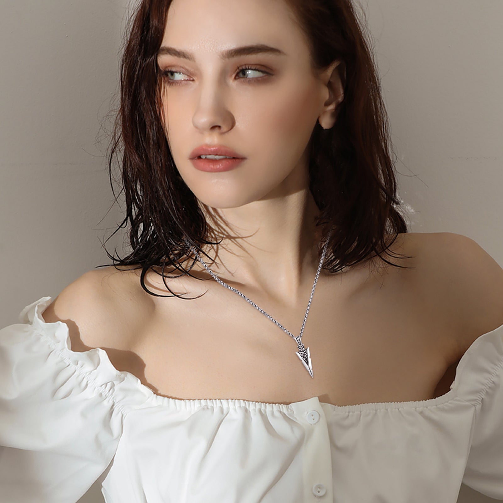 Sterling Silver Arrow & Celtic Knot Pendant Necklace