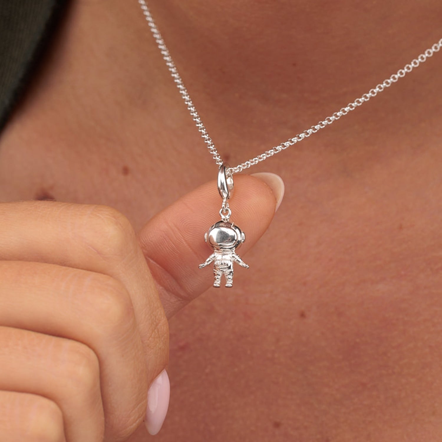 Sterling Silver Astronaut Charm Necklace