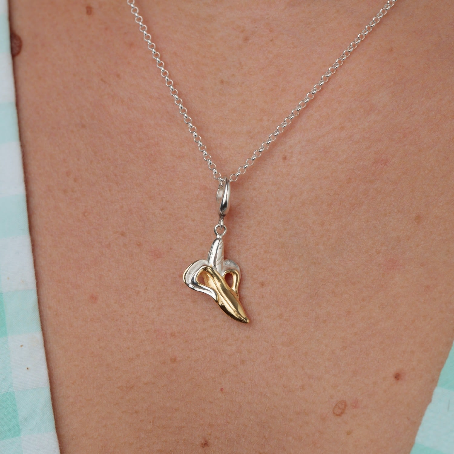 Sterling Silver Banana Charm Necklace
