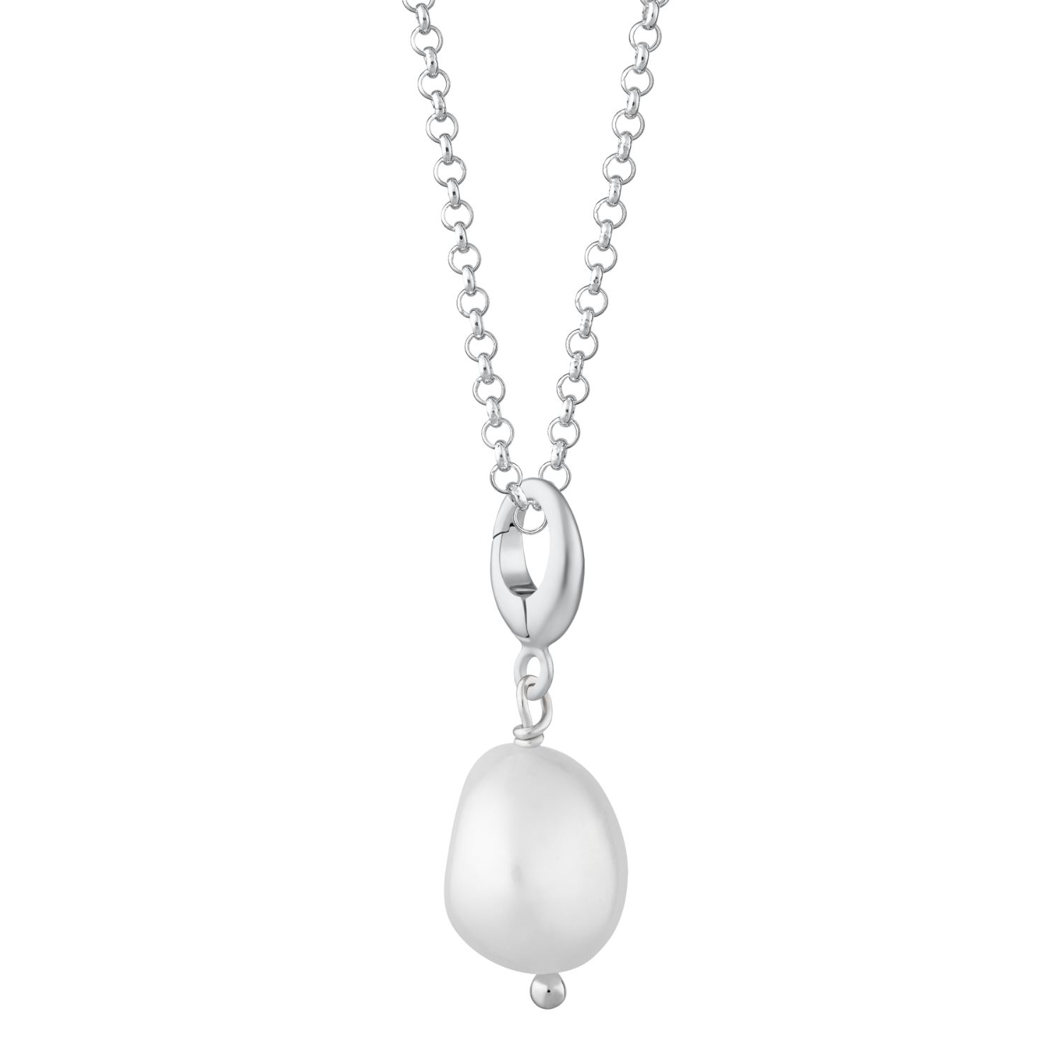 Sterling Silver Baroque Pearl Charm Necklace