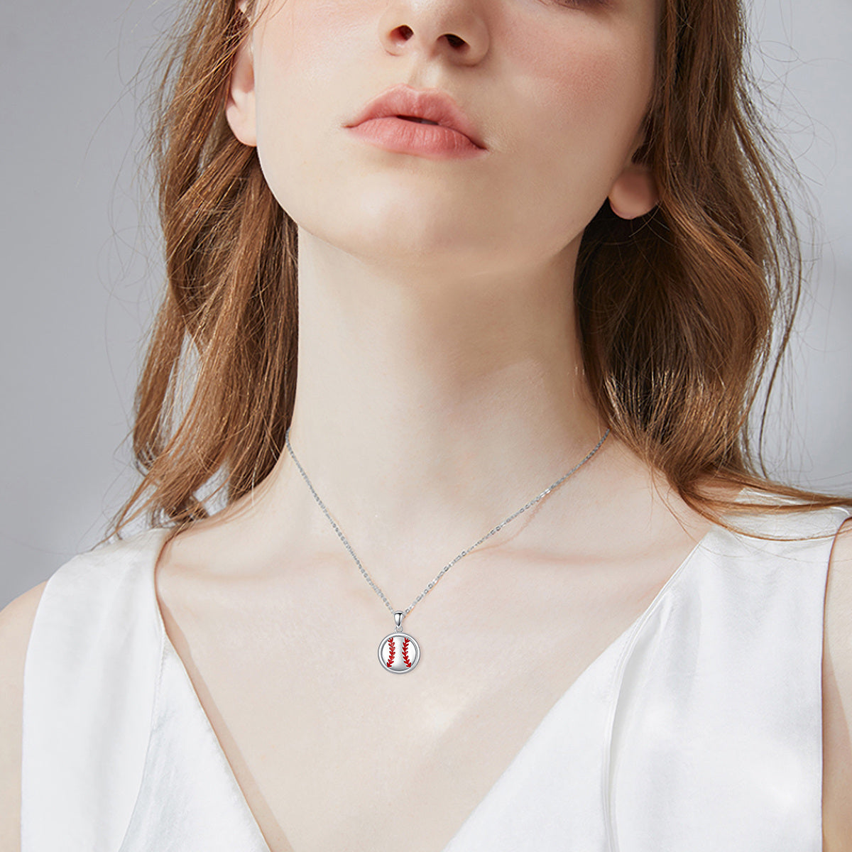 Sterling Silver Baseball Pendant Necklace