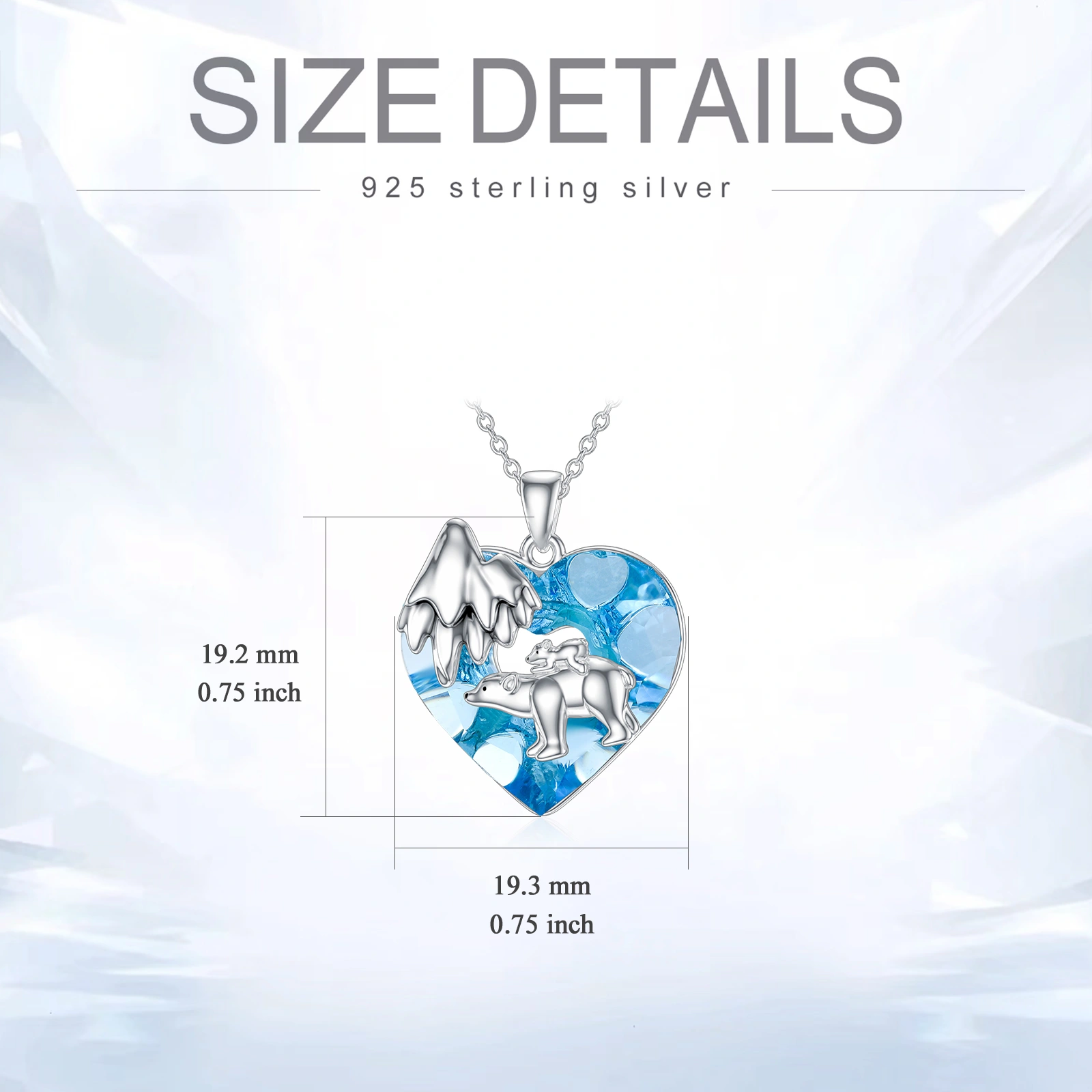 Sterling Silver Bear & Heart Crystal Pendant Necklace