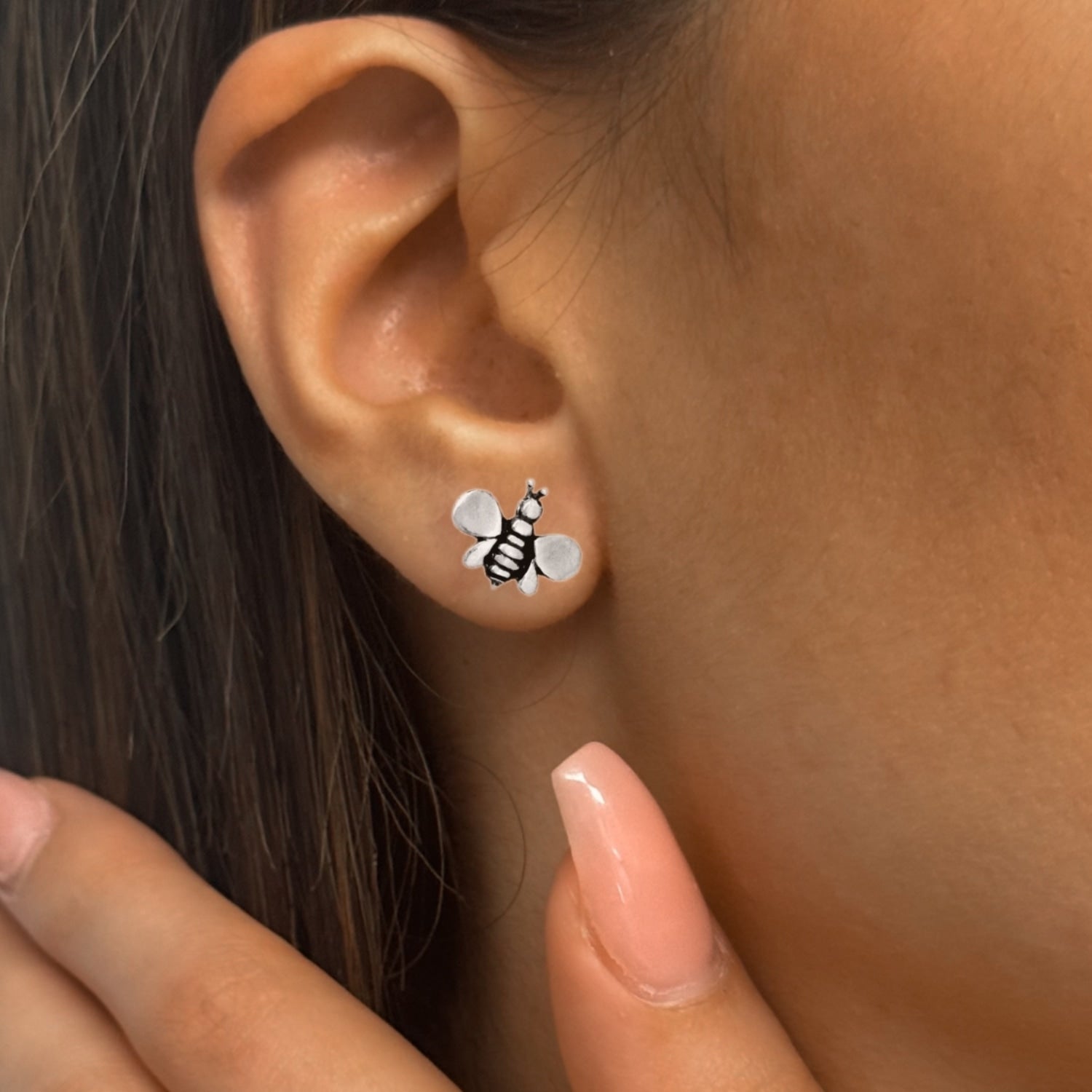 Sterling Silver Bee Stud Earrings – Symbol Of Energy And Community - Unaloe Handmade