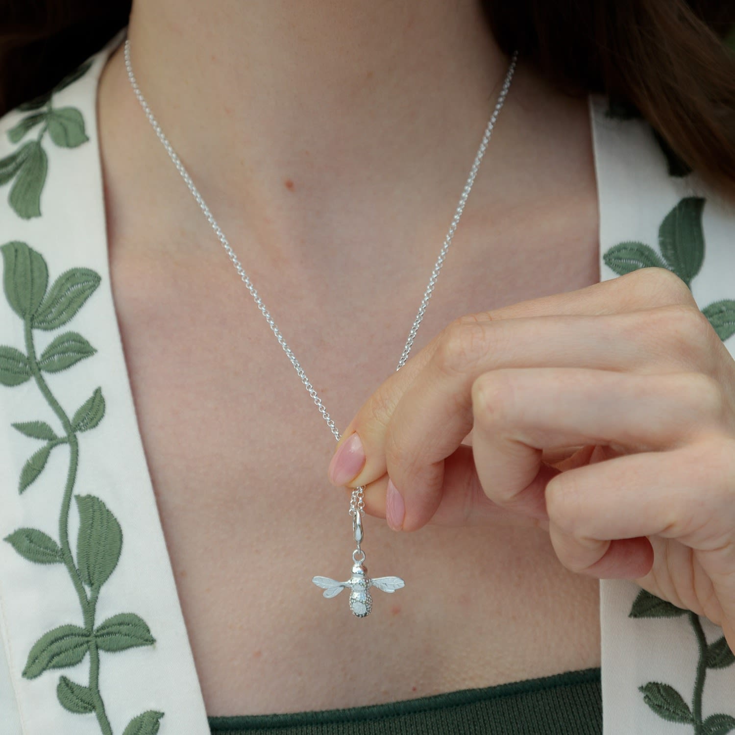 Sterling Silver Bee Necklace & Studs Jewellery Set