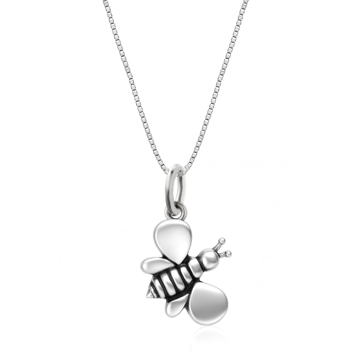 Sterling Silver Bee Pendant Necklace - Fashion Jewelry For Women