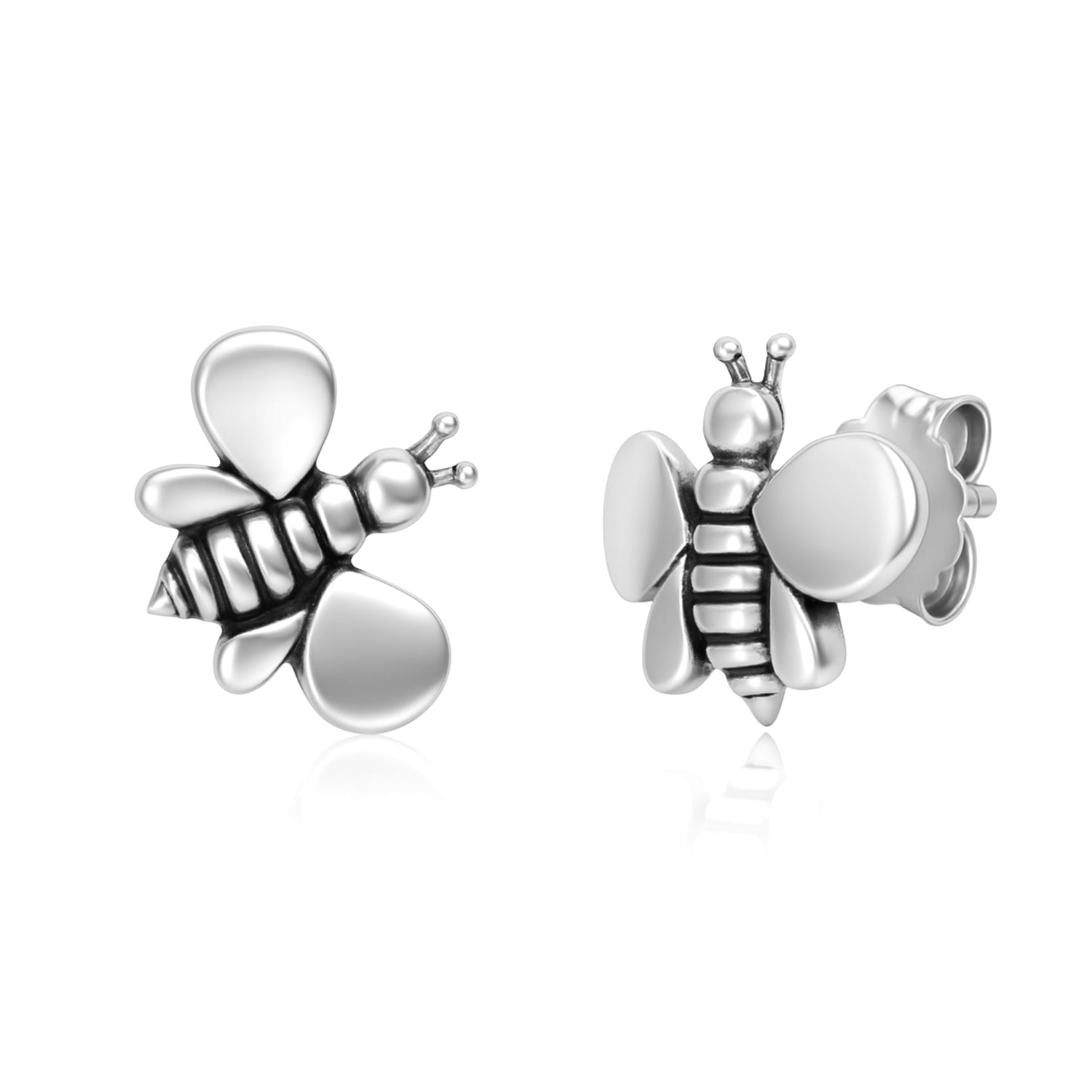 Sterling Silver Bee Stud Earrings – Symbol Of Energy And Community - Unaloe Handmade