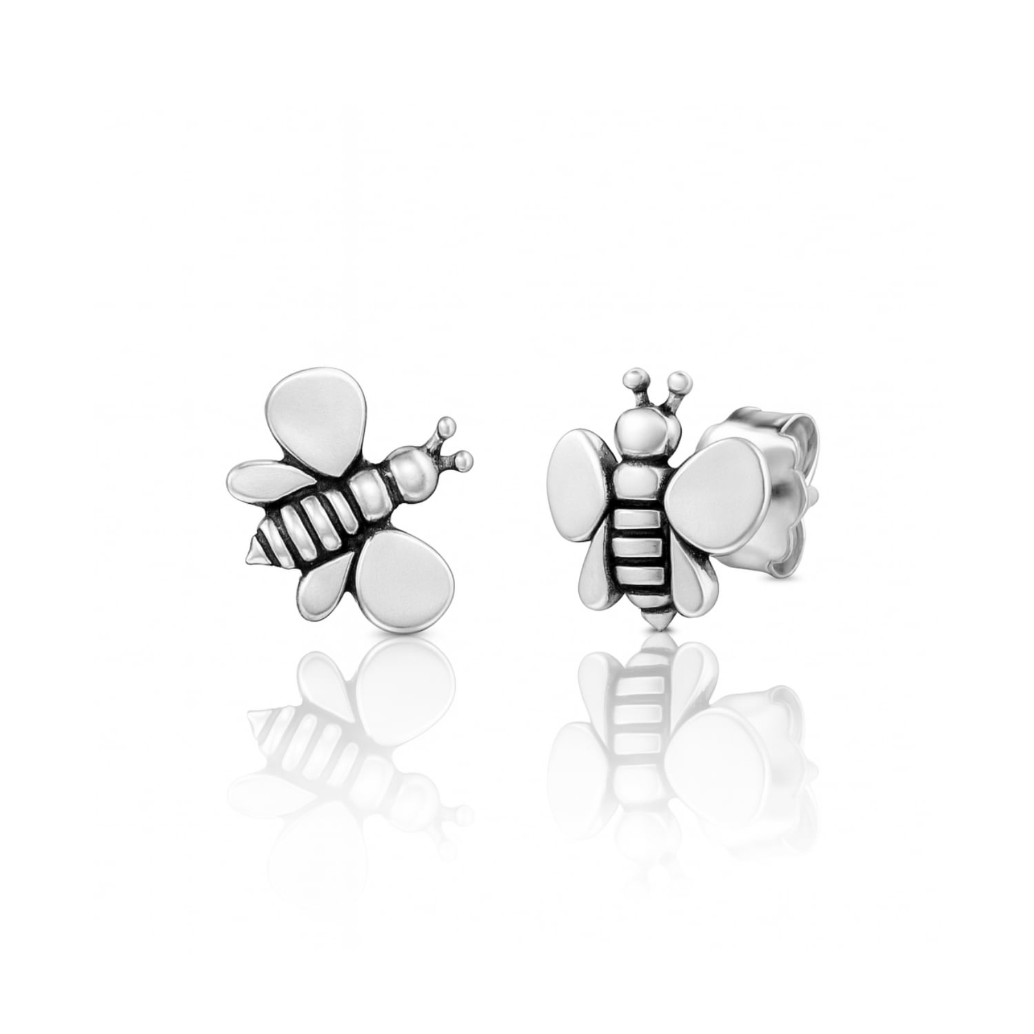 Sterling Silver Bee Stud Earrings – Symbol Of Vitality And Nature – Unaloe Jewellery For Women