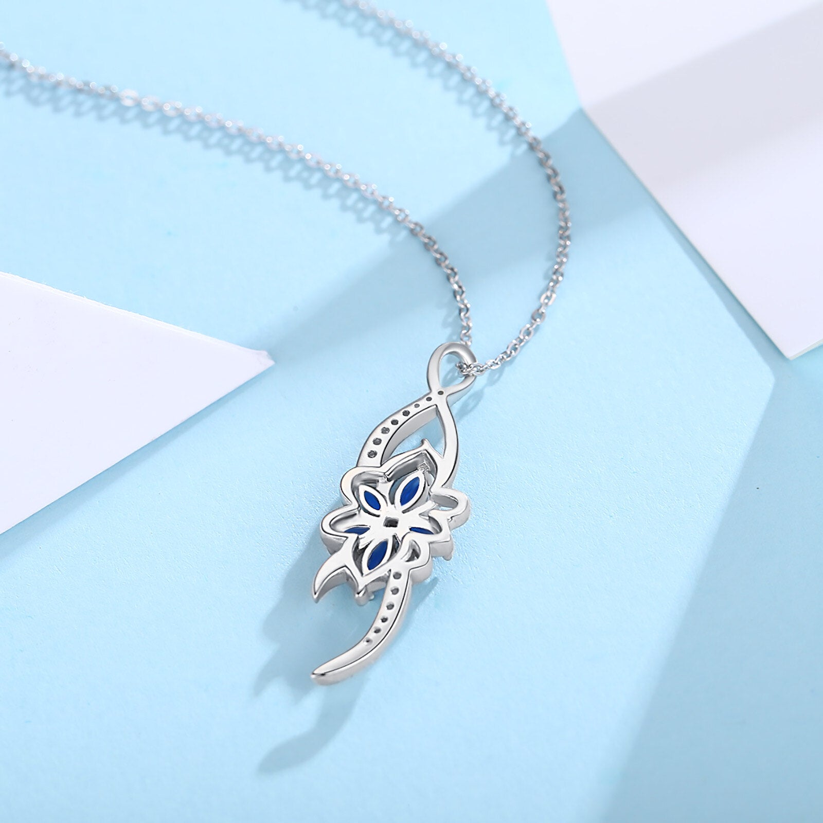 Sterling Silver Cubic Zirconia Birthday Flower & Infinite Symbol Pendant Necklace
