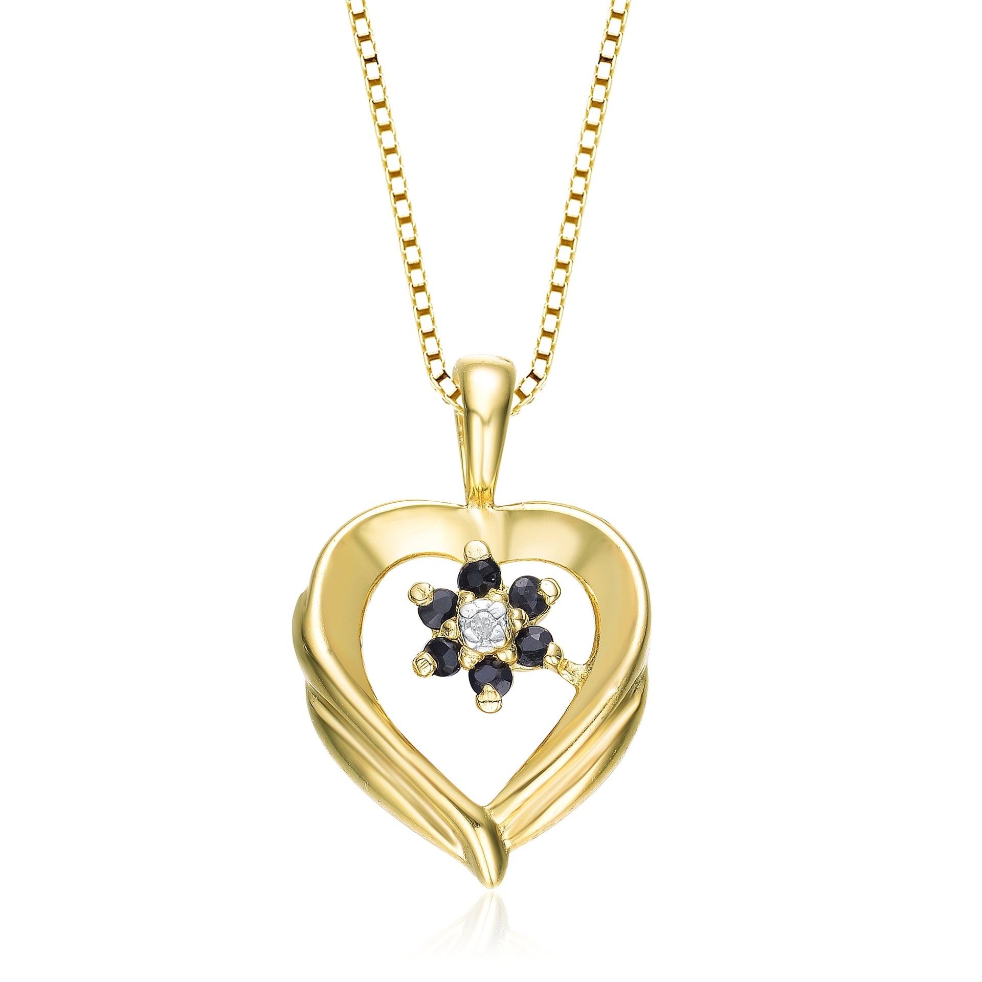 Sterling Silver Black And White Cubic Zirconia Heart Pendant