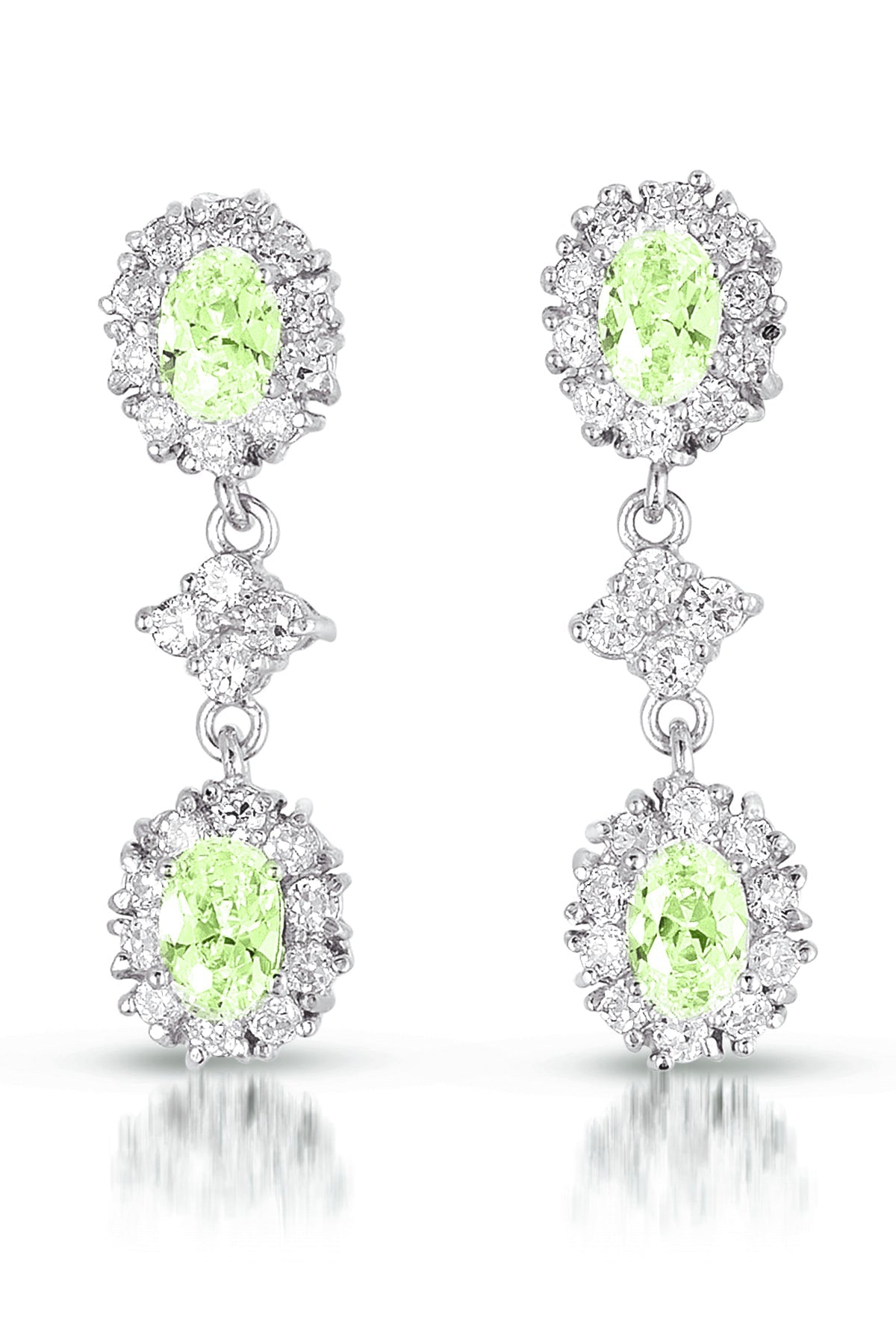 Sterling Silver Green Cubic Zirconia Dangle Earrings
