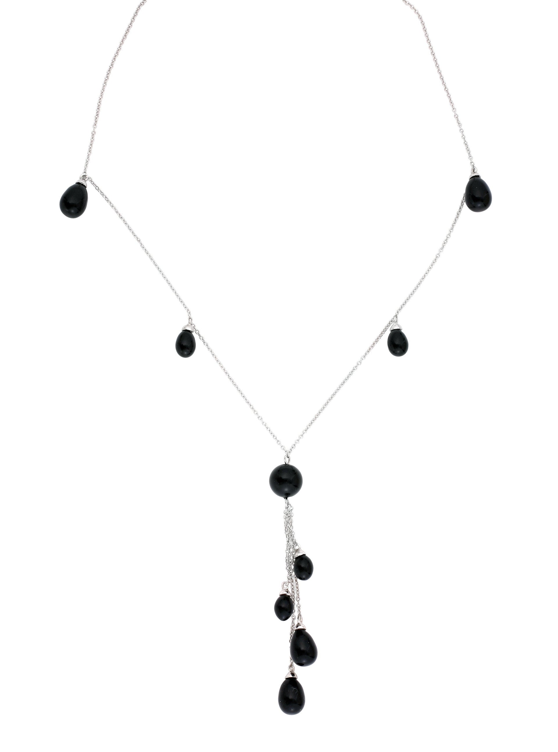 Sterling Silver Black Cubic Zirconia Necklace